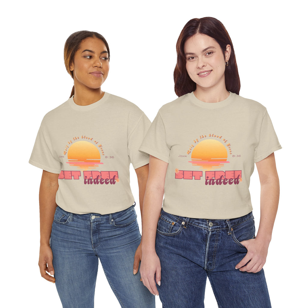 Women's 'Set free indeed' John 8:36- Heavy Cotton Tee
