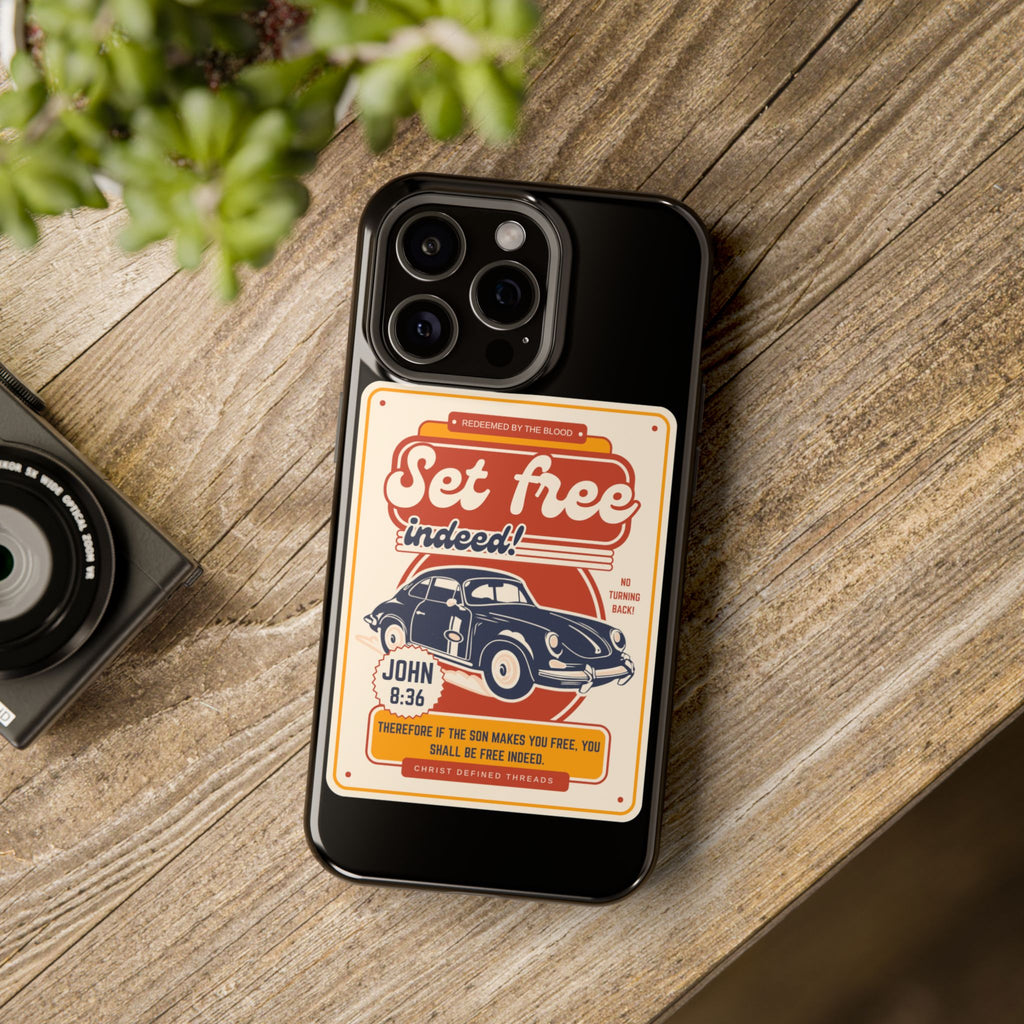 Men's 'Set free indeed' Vintage Graphic Phone Case — Magnetic Impact-Resistant