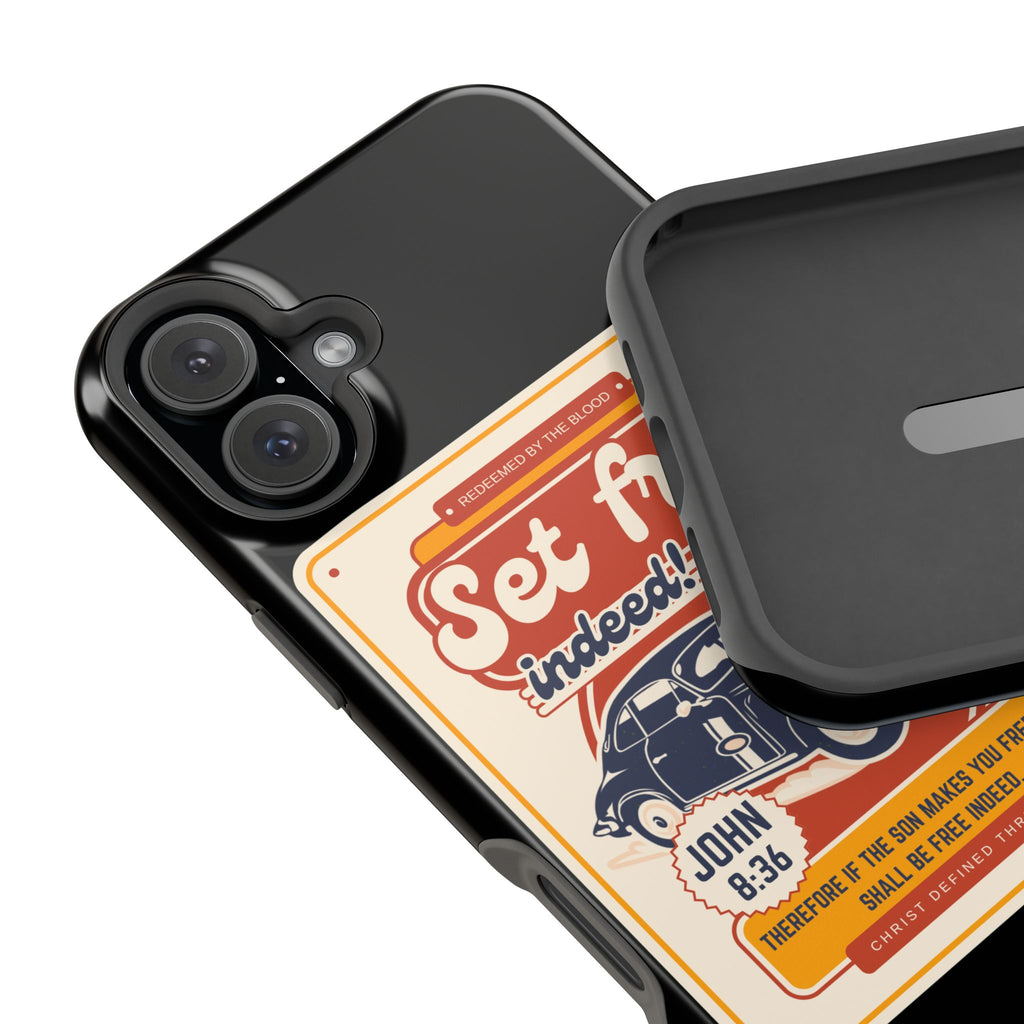 Men's 'Set free indeed' Vintage Graphic Phone Case — Magnetic Impact-Resistant