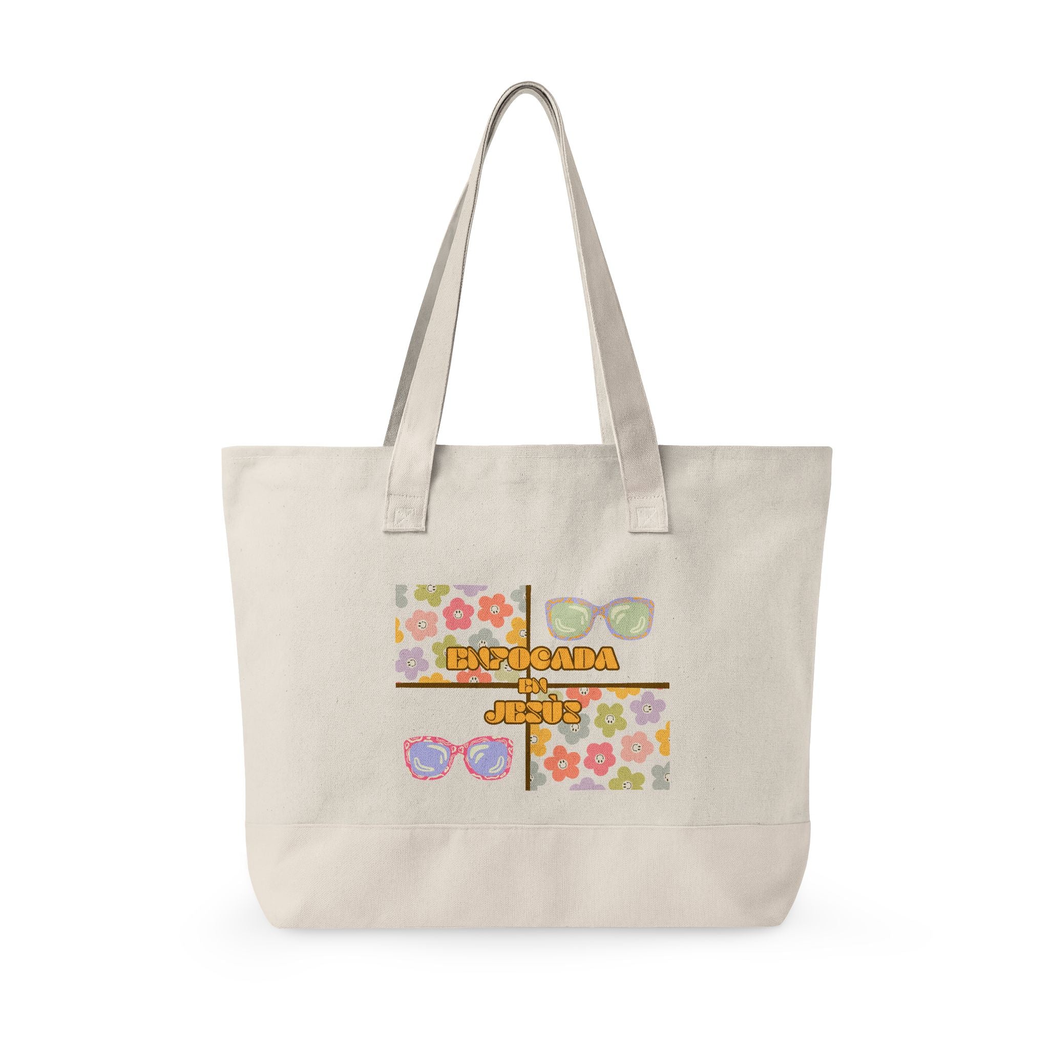 "Enfocada en Jesús" Canvas Tote - Retro Zippered Beach Bag