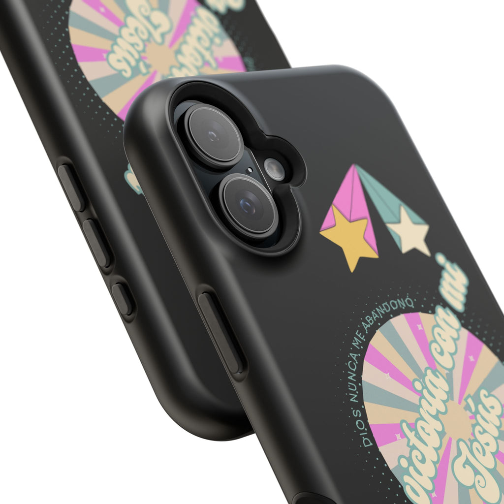 Mujeres Cover de Telefono Magnético e Impacto Resistente— "En Victoria con mi Jesús" Retro Star Design