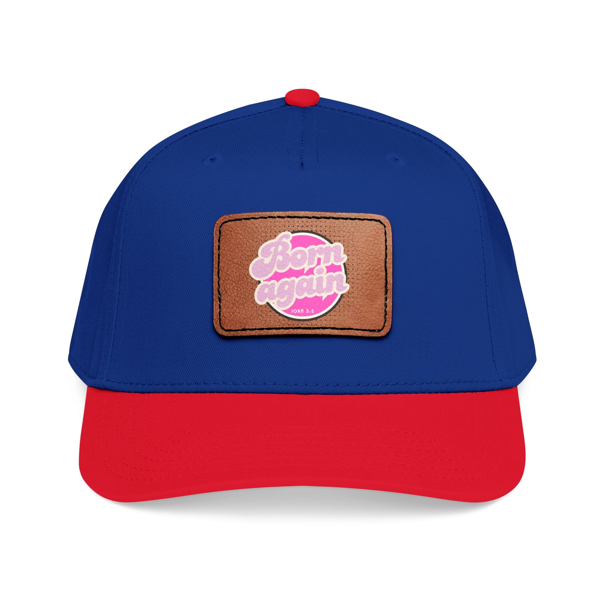 Women's 'Born Again' Leather Patch Baseball Cap — Retro Pink Logo Mid-Profile Hat