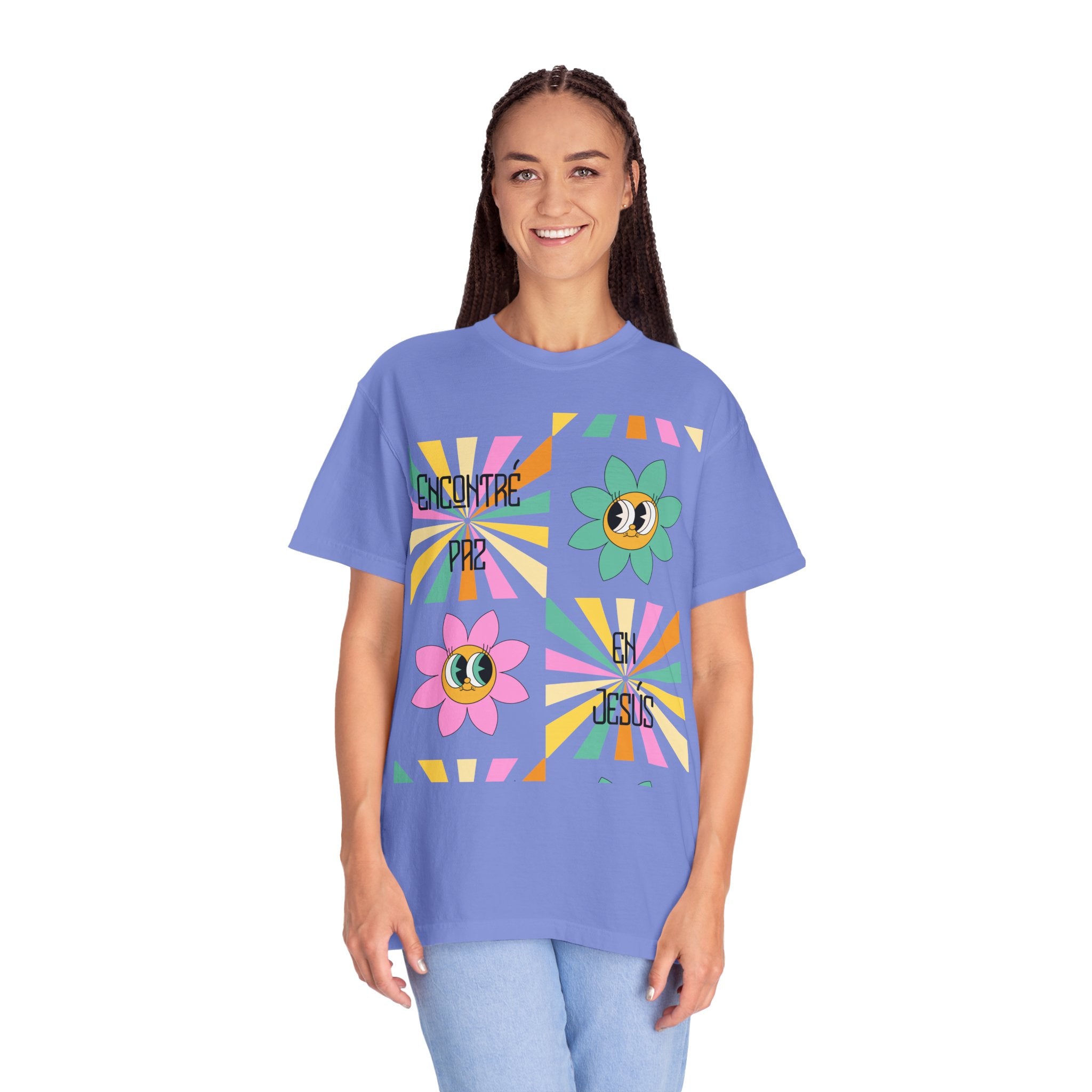 Woman's Spanish "Encontré paz en Jesús"- Camisa Retro Español