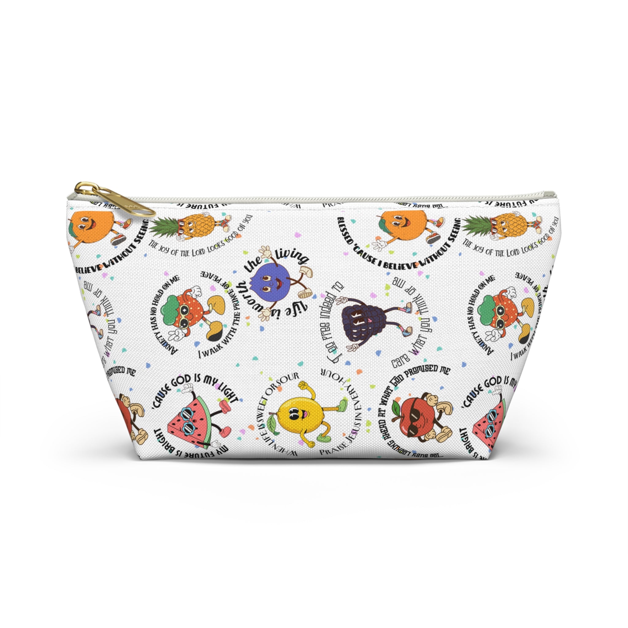 Fruitful Quotes Accessory Pouch — T-Bottom Bag