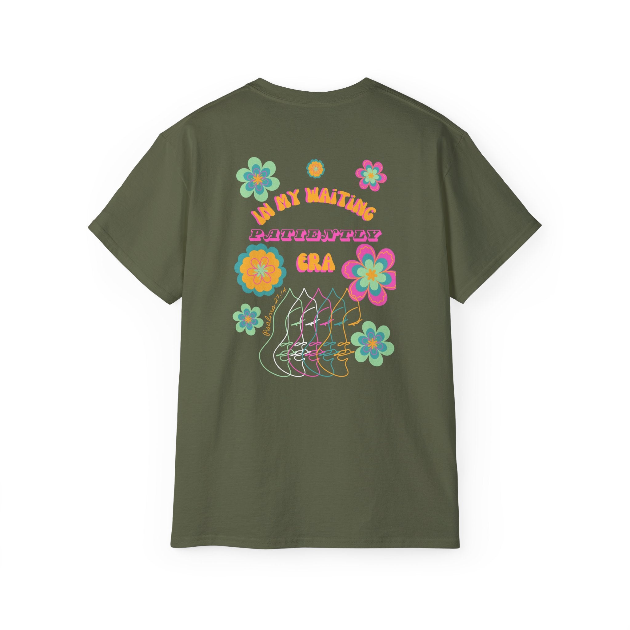 Retro Floral "In My Waiting Patiently Era" Ladies' V-Neck T-Shirt