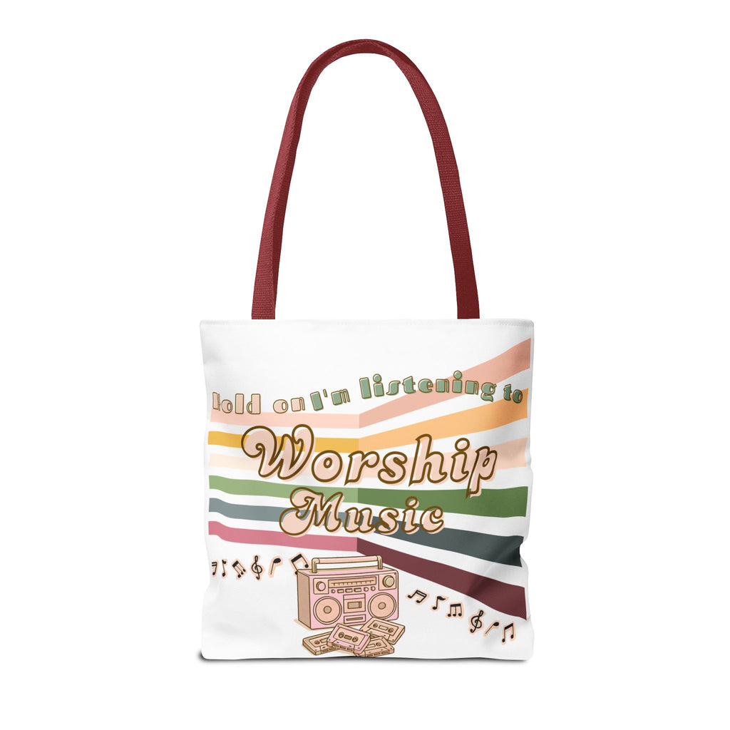 Worship Music Tote Bag – Faith-Inspired Retro Boombox Design
