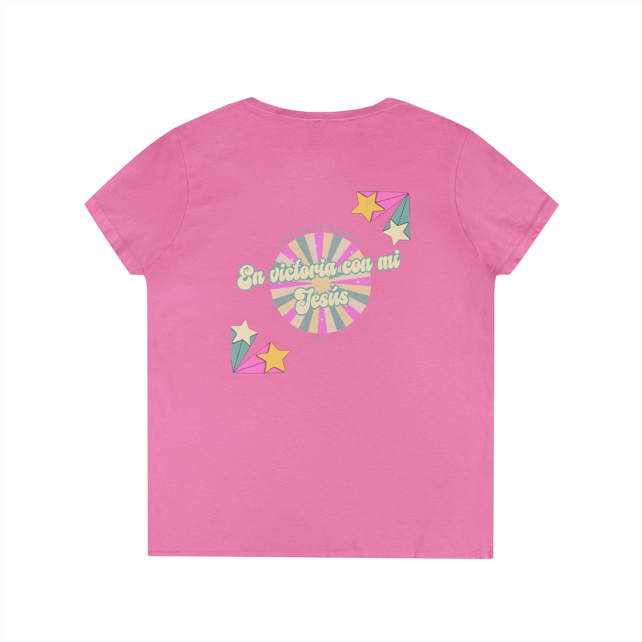 Camisa cuello V-Neck — "En victoria con mi Jesús" Para Mujeres