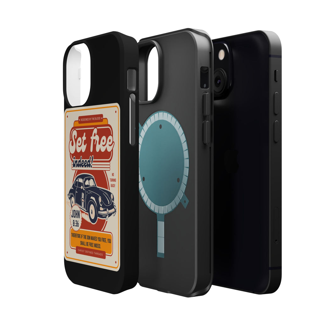 Men's 'Set free indeed' Vintage Graphic Phone Case — Magnetic Impact-Resistant