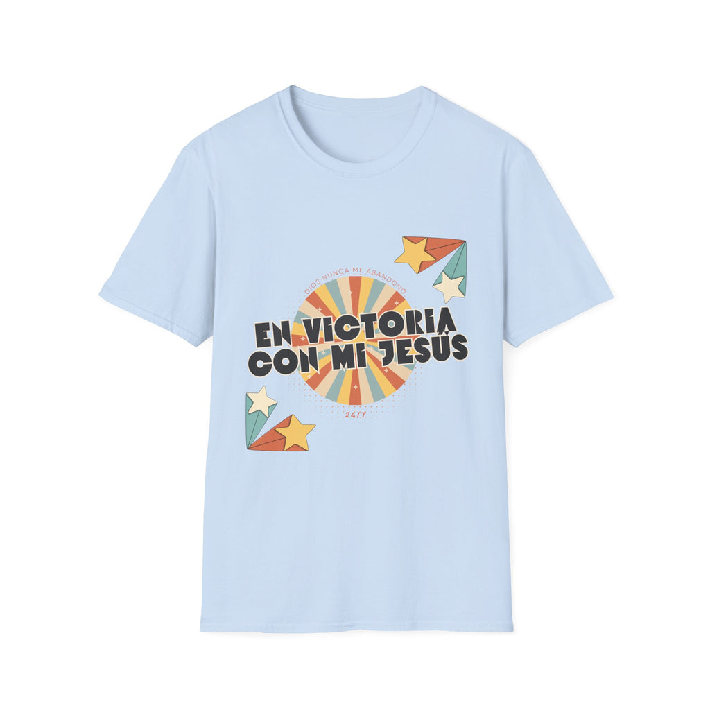 Camisa “En Victoria con mi Jesús” Varones Estilo Retro Sunrise