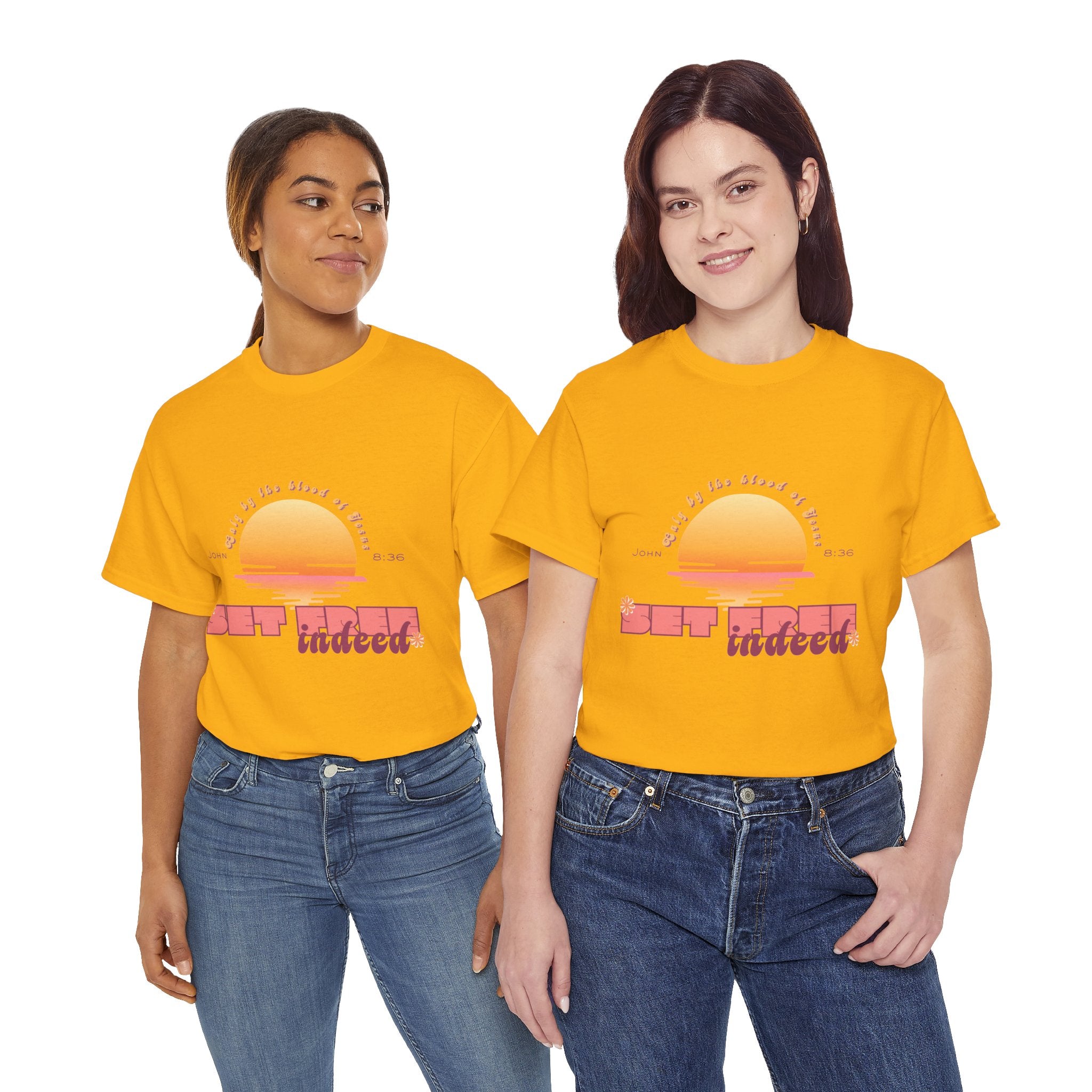 Women's 'Set free indeed' John 8:36- Heavy Cotton Tee