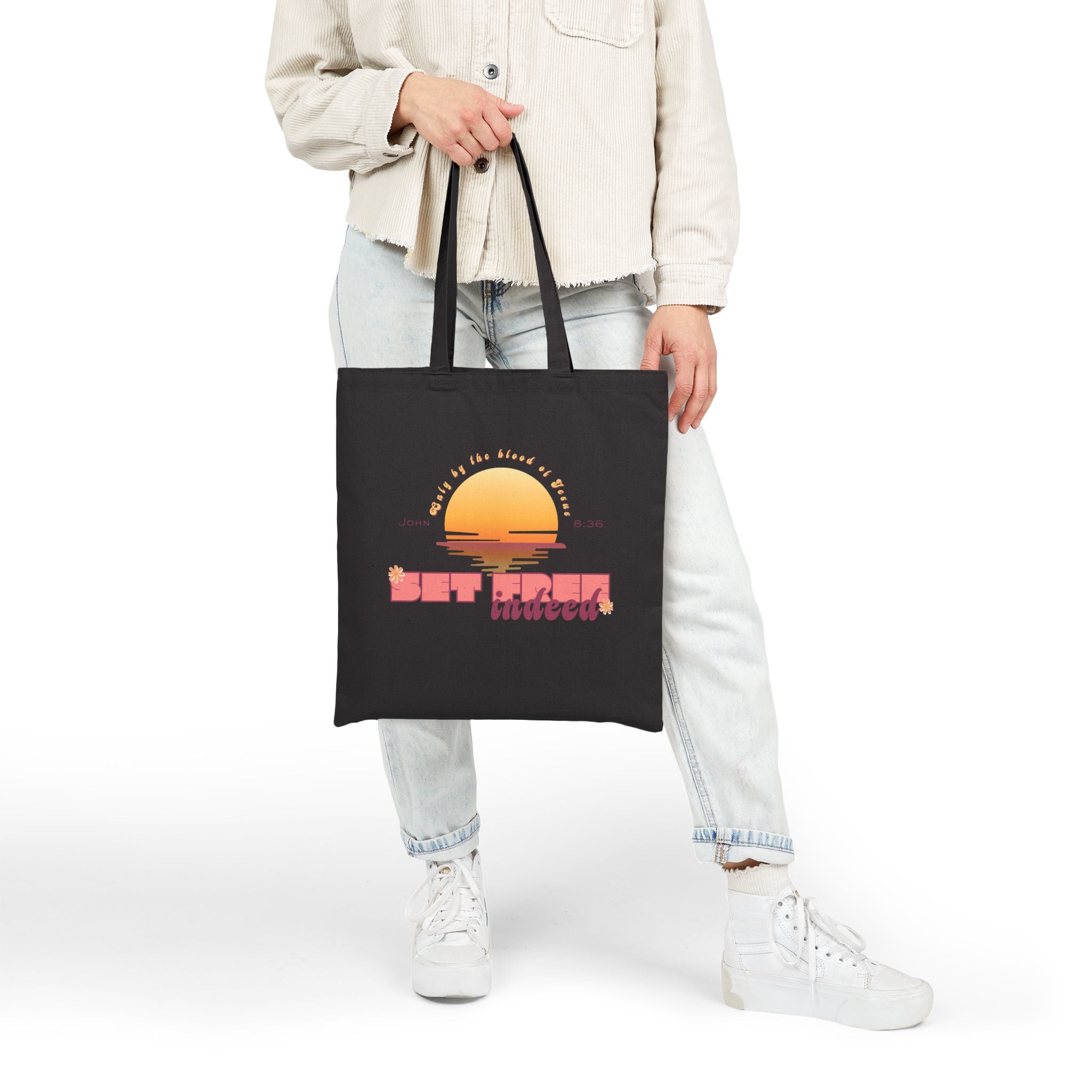 Womens'Tote 'Set free indeed'  Bag — Retro Sunset