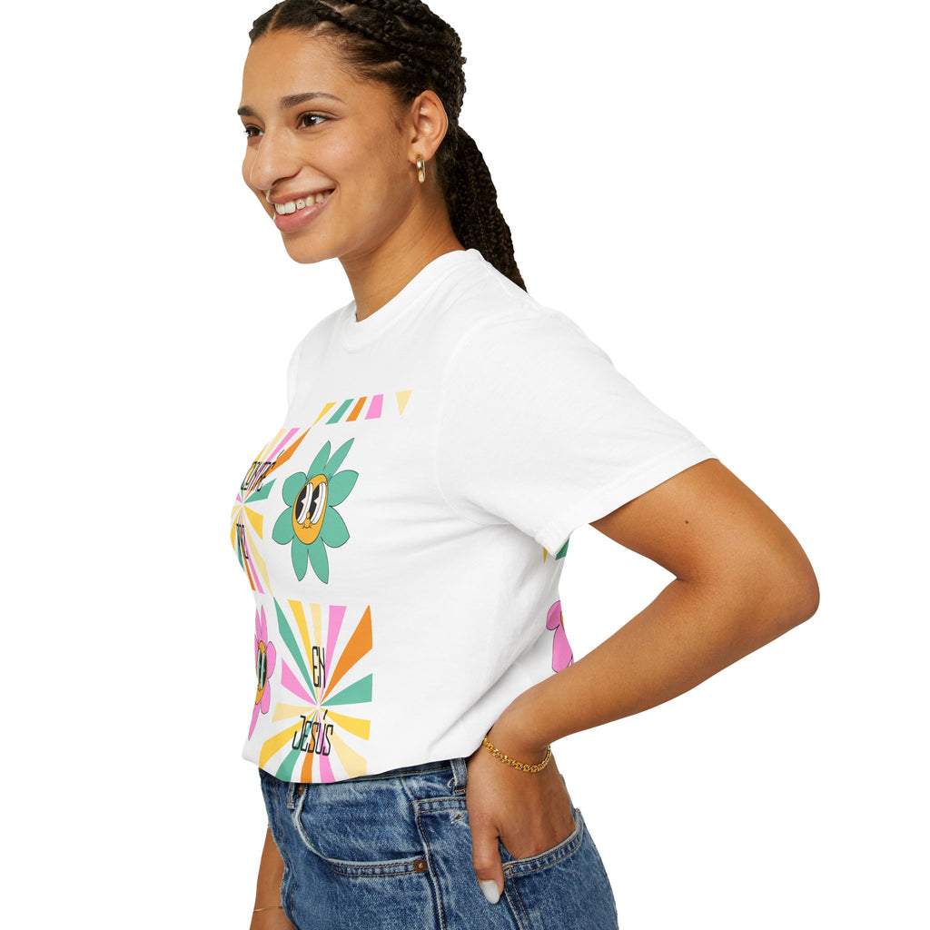Woman's Spanish "Encontré paz en Jesús"- Camisa Retro Español