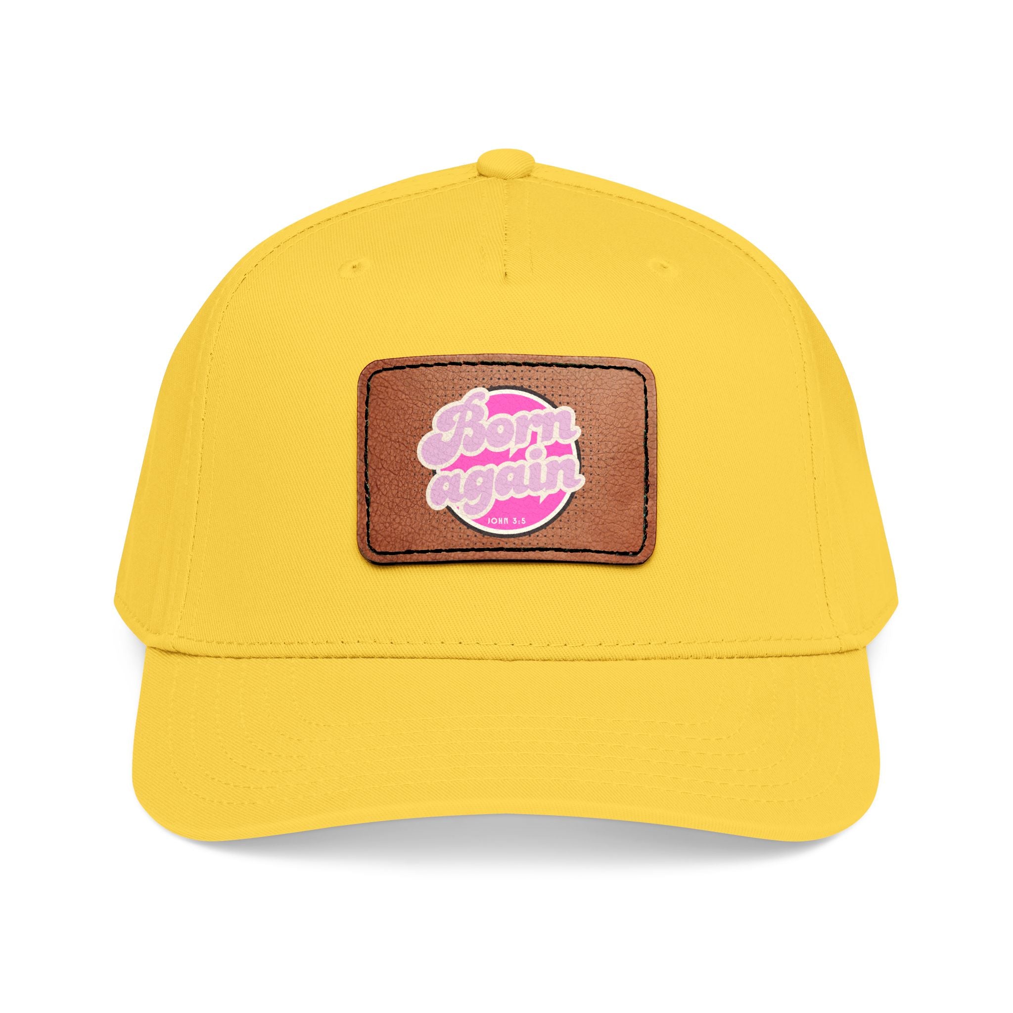 Women's 'Born Again' Leather Patch Baseball Cap — Retro Pink Logo Mid-Profile Hat