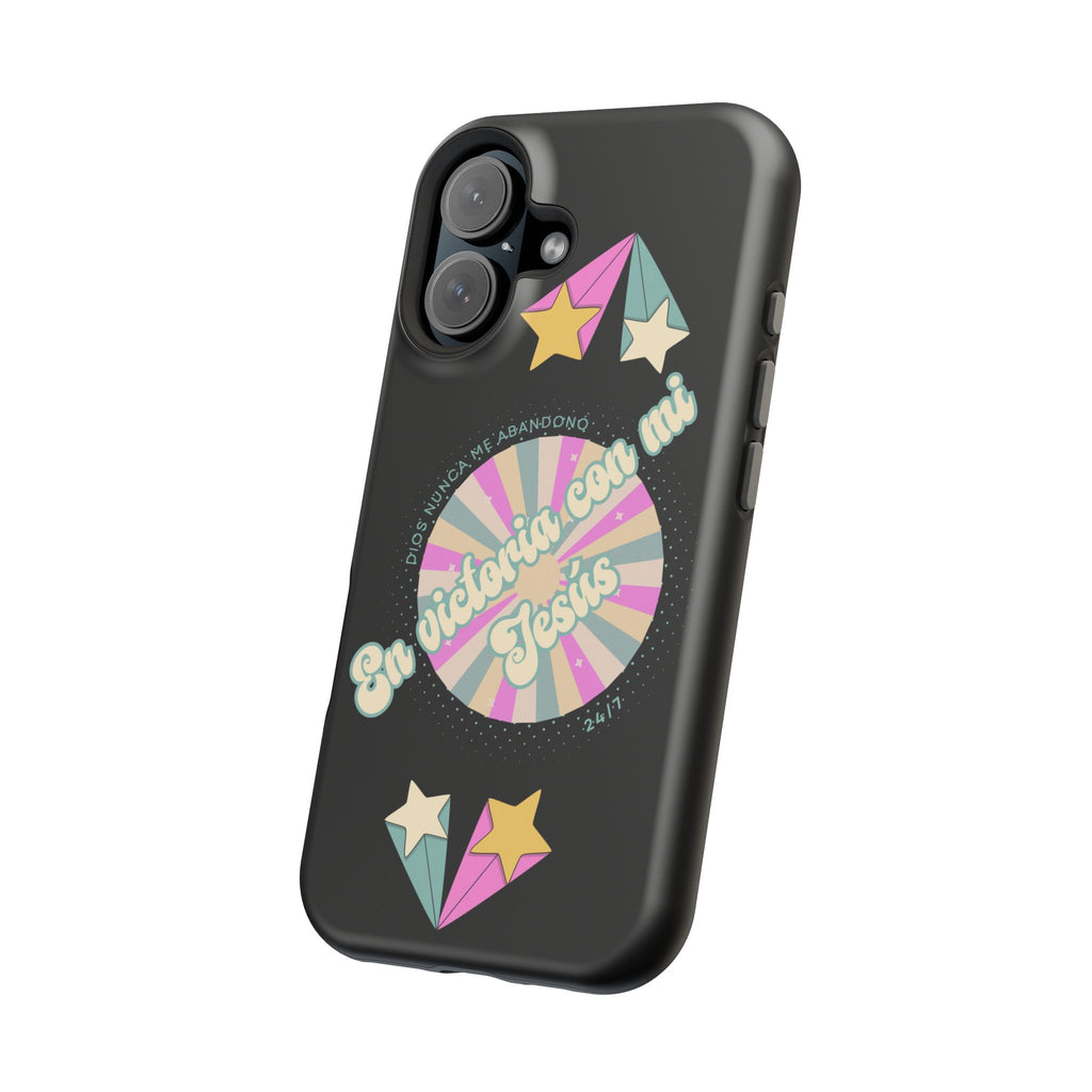 Mujeres Cover de Telefono Magnético e Impacto Resistente— "En Victoria con mi Jesús" Retro Star Design