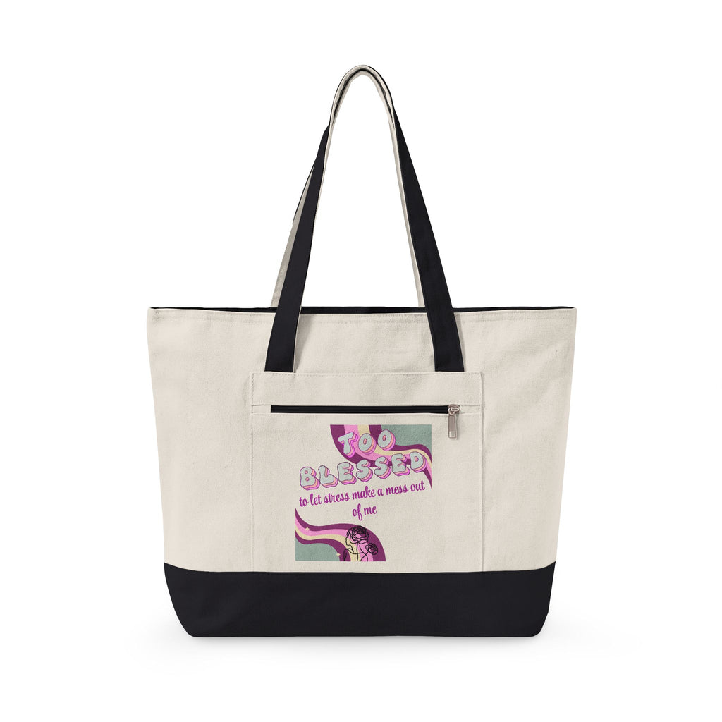 'Too blessed' Tote Bag — Retro Pink Design