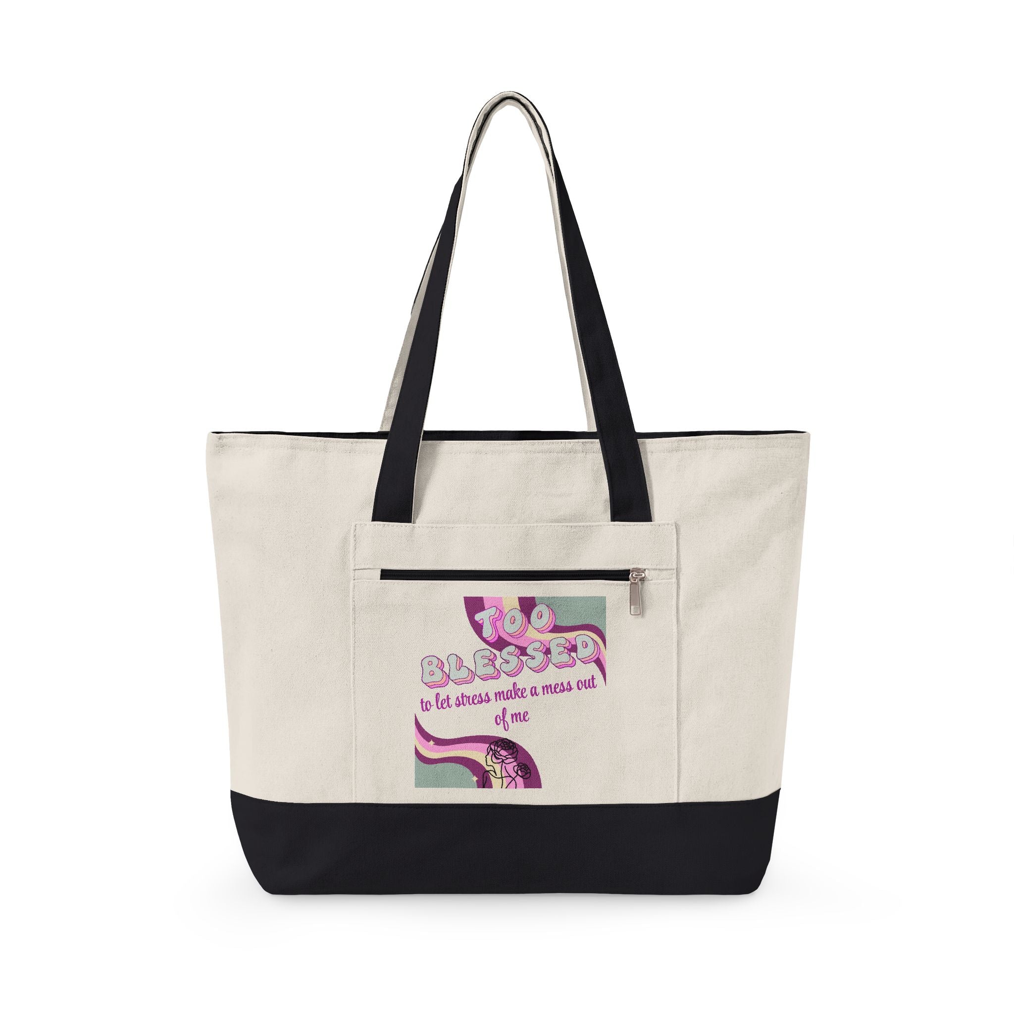 'Too blessed' Tote Bag — Retro Pink Design