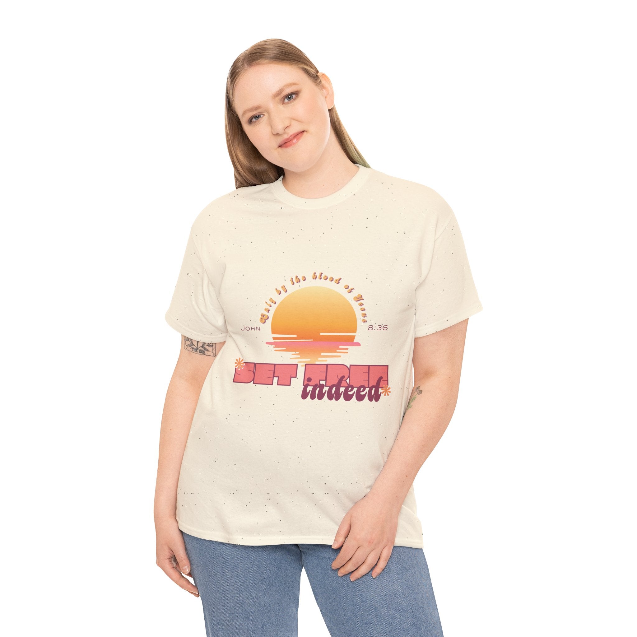 Women's 'Set free indeed' John 8:36- Heavy Cotton Tee