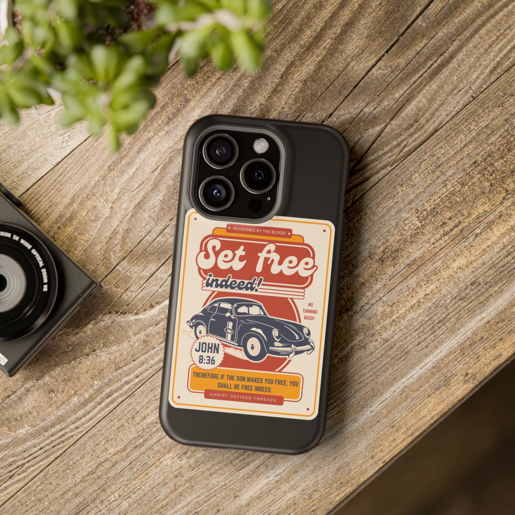 Men's 'Set free indeed' Vintage Graphic Phone Case — Magnetic Impact-Resistant
