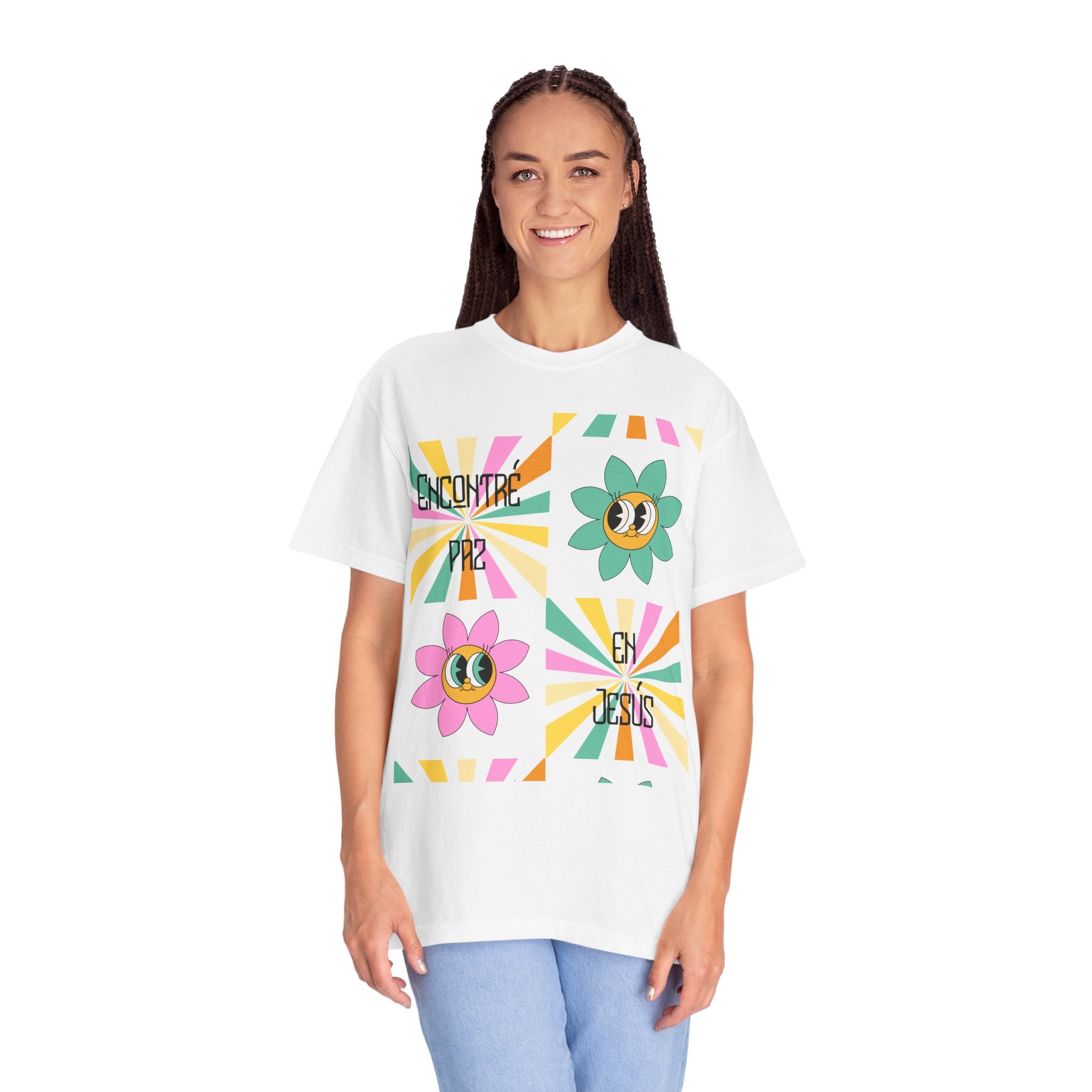 Woman's Spanish "Encontré paz en Jesús"- Camisa Retro Español