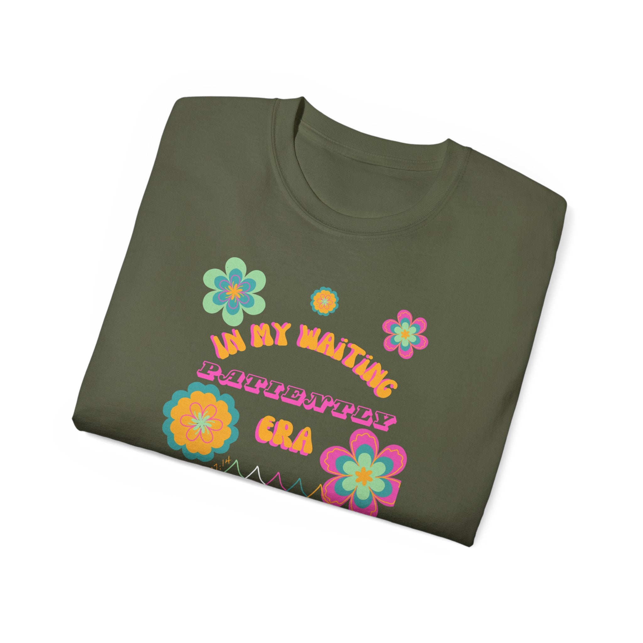 Retro Floral "In My Waiting Patiently Era" Ladies' V-Neck T-Shirt