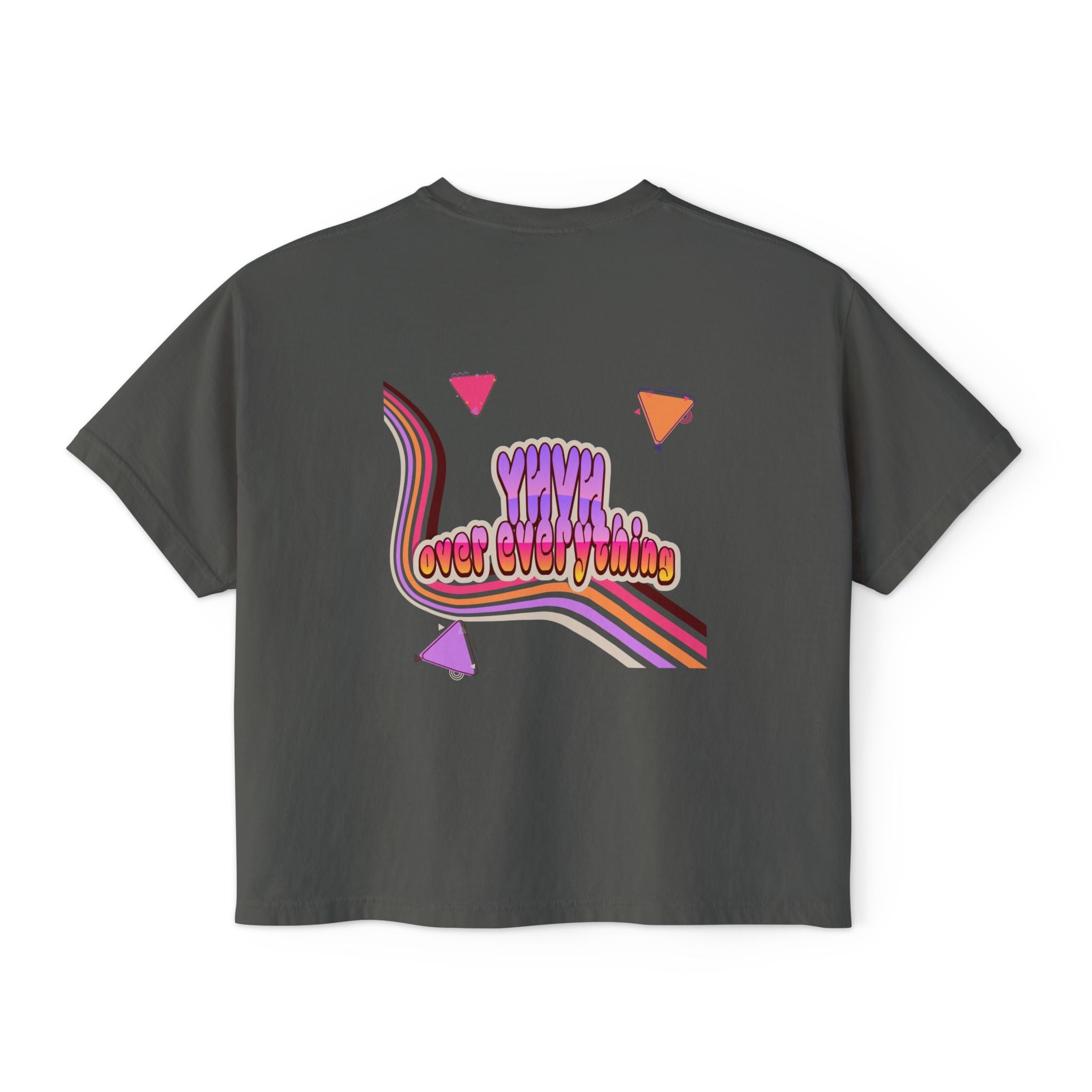 Retro 'YHVH over everything' Boxy Tee — Women's 90s Vibe Graphic T-Shirt