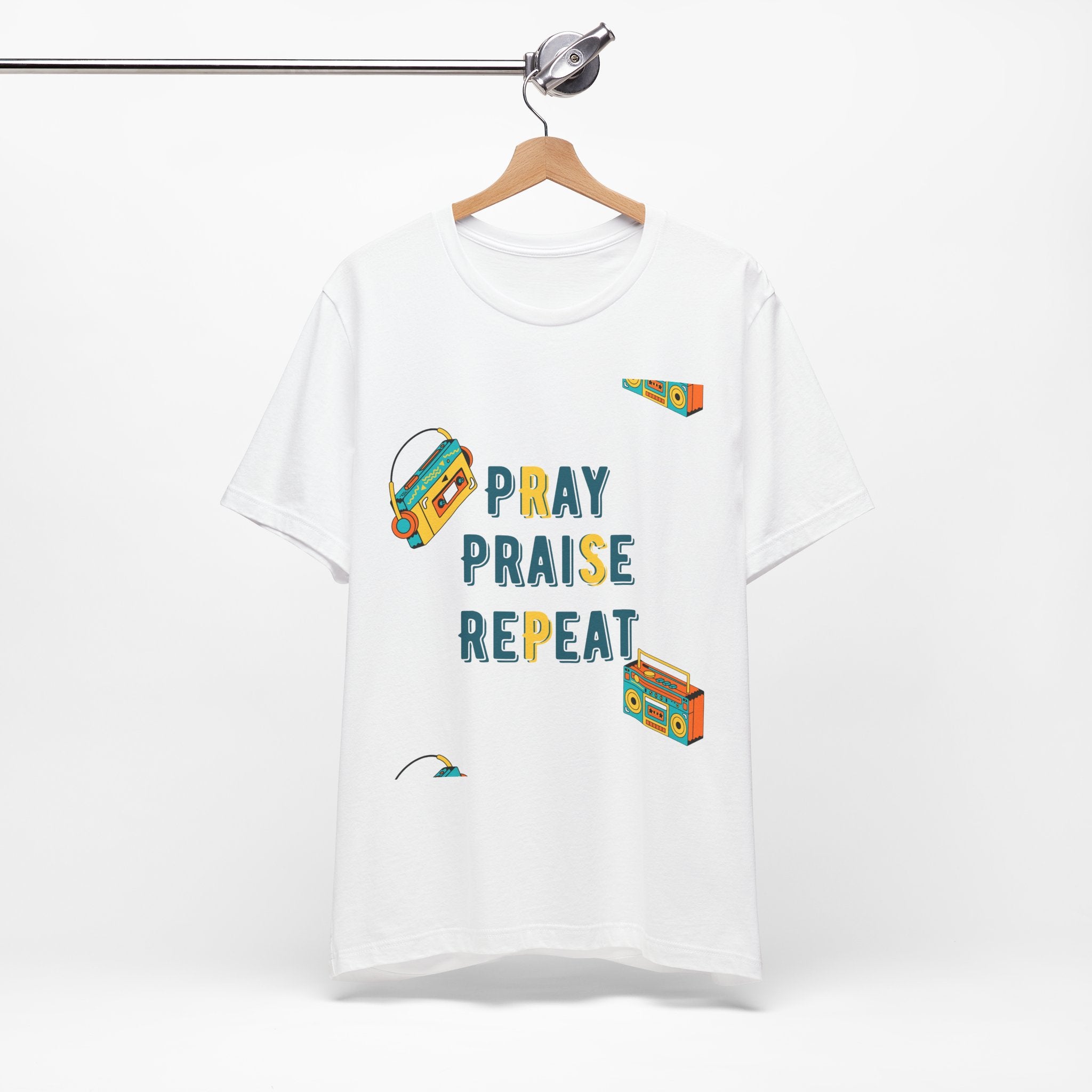 Pray Praise Repeat T-Shirt — Vintage Boombox Christian Tee