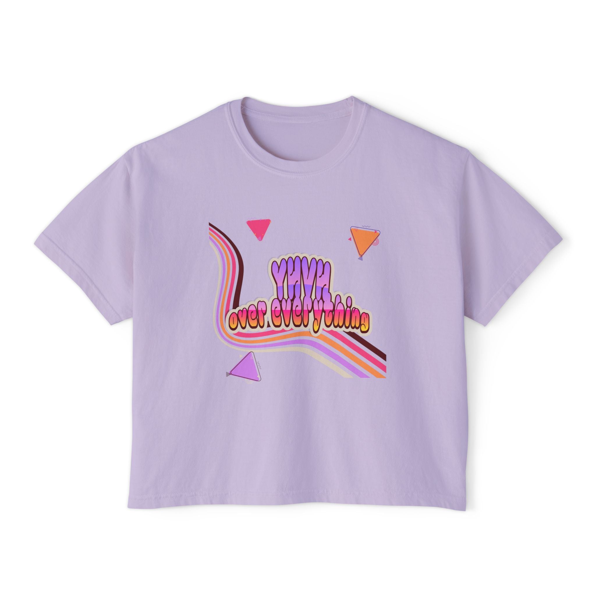 Retro 'YHVH over everything' Boxy Tee — Women's 90s Vibe Graphic T-Shirt