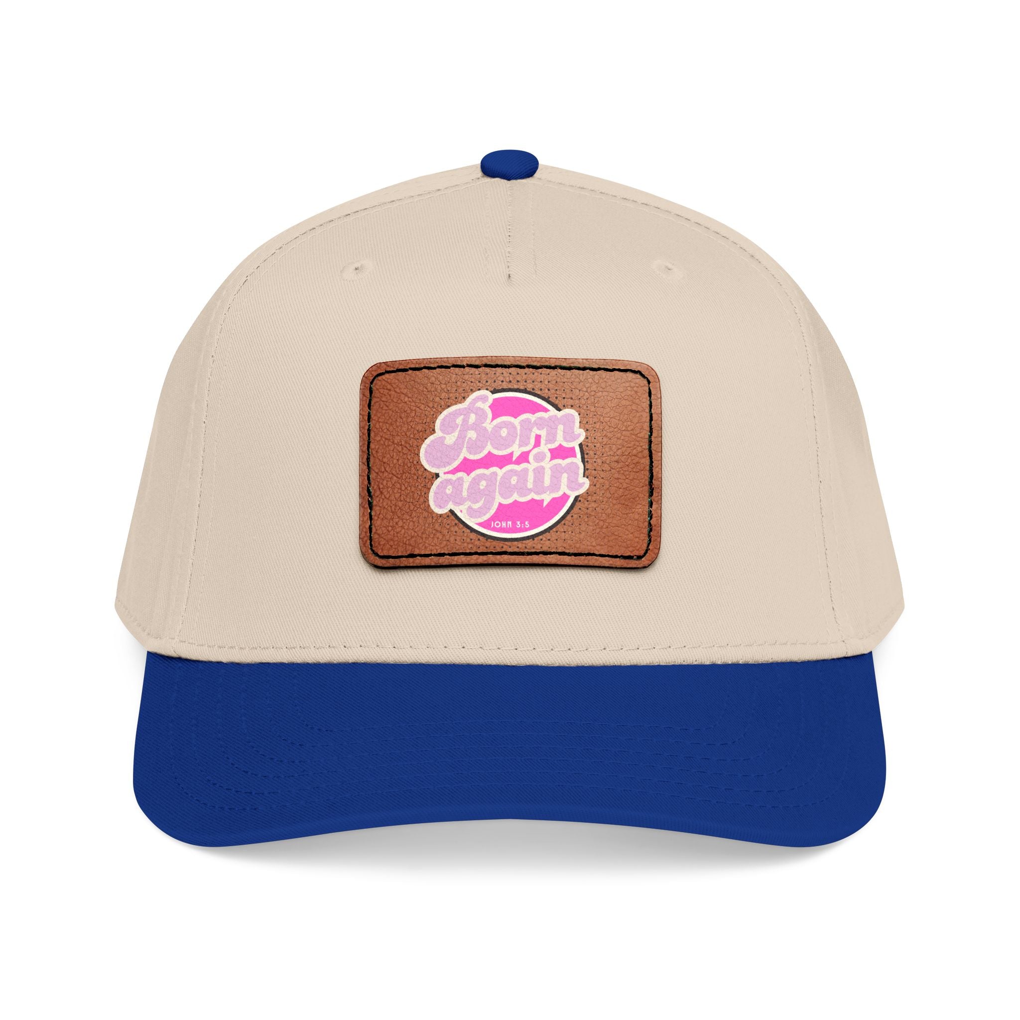 Women's 'Born Again' Leather Patch Baseball Cap — Retro Pink Logo Mid-Profile Hat