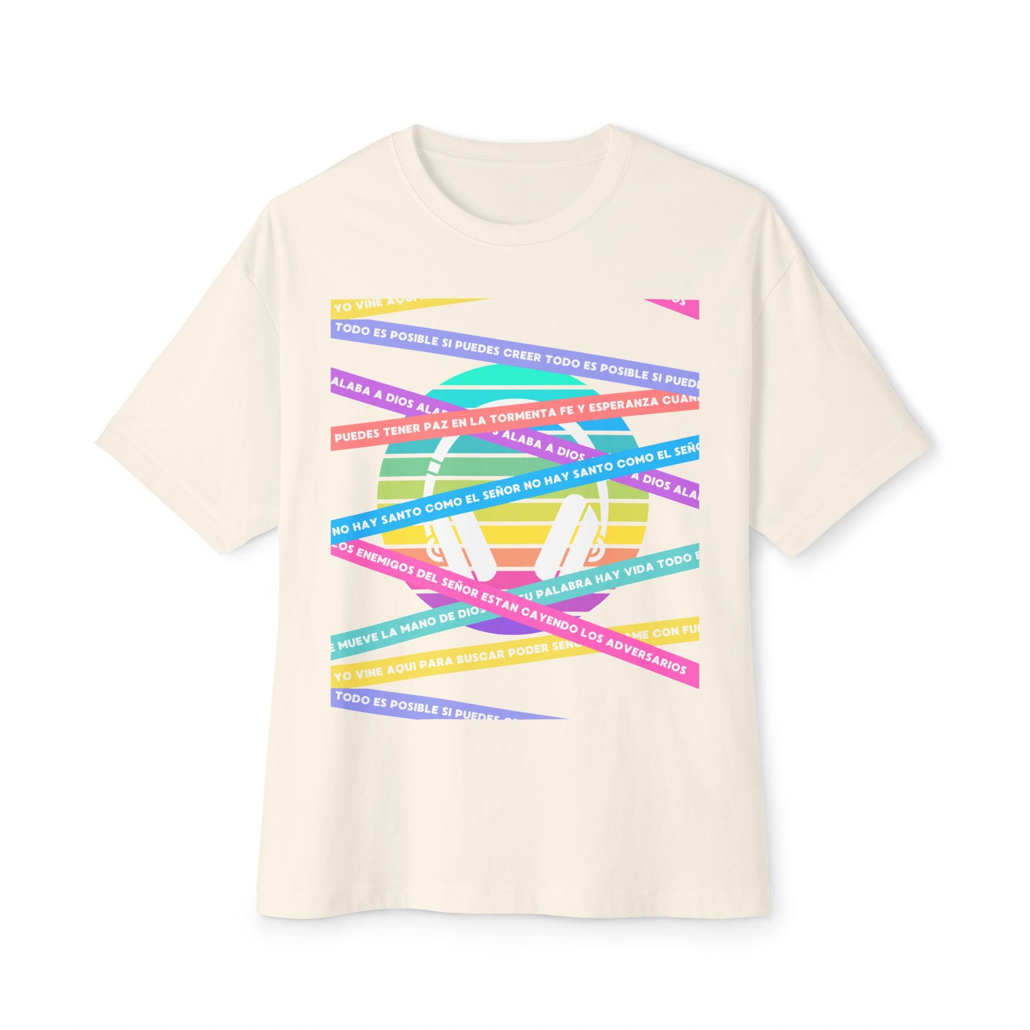 Woman's Spanish Music Tee (Música Cristiana letras)— Oversized Boxy with Colors