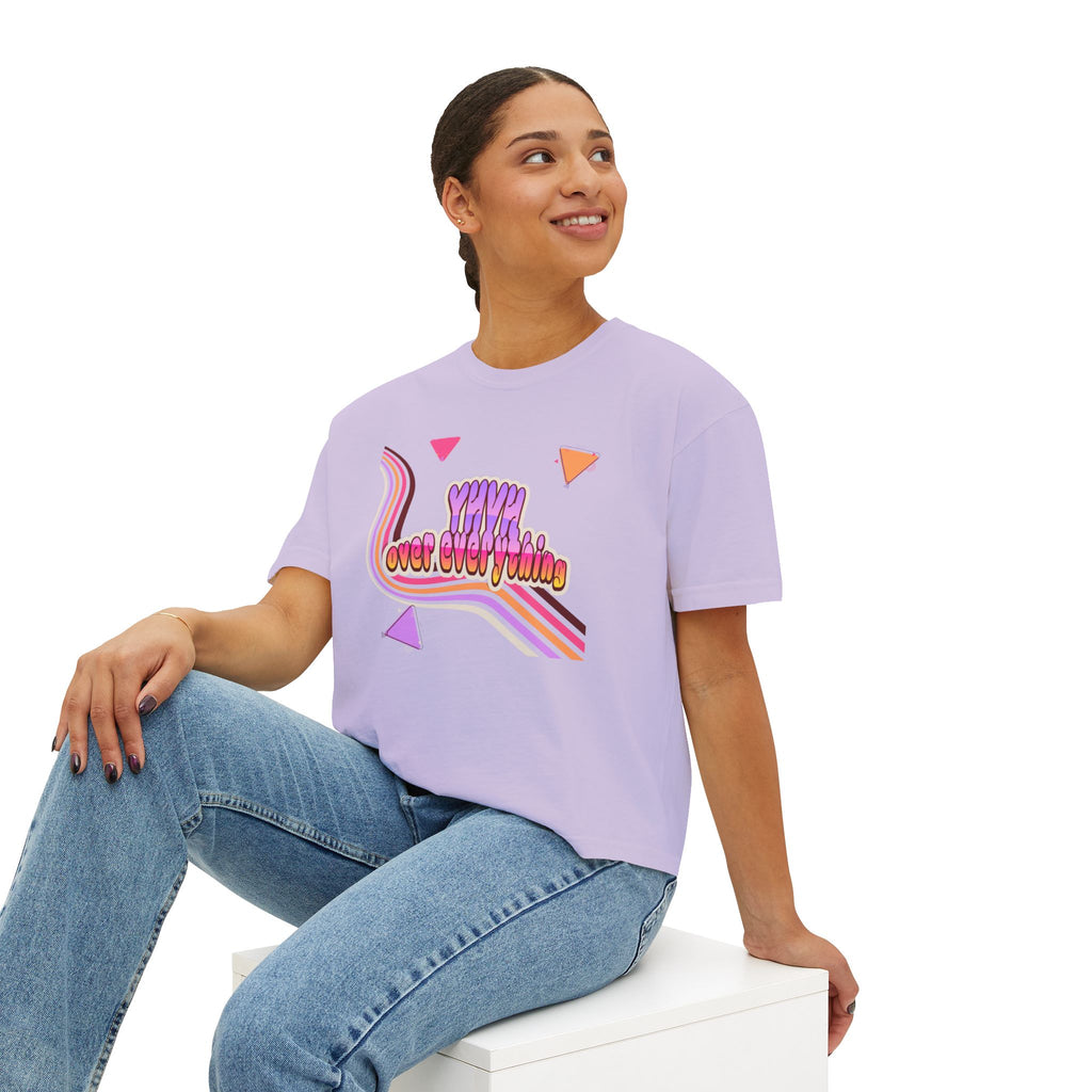Retro 'YHVH over everything' Boxy Tee — Women's 90s Vibe Graphic T-Shirt