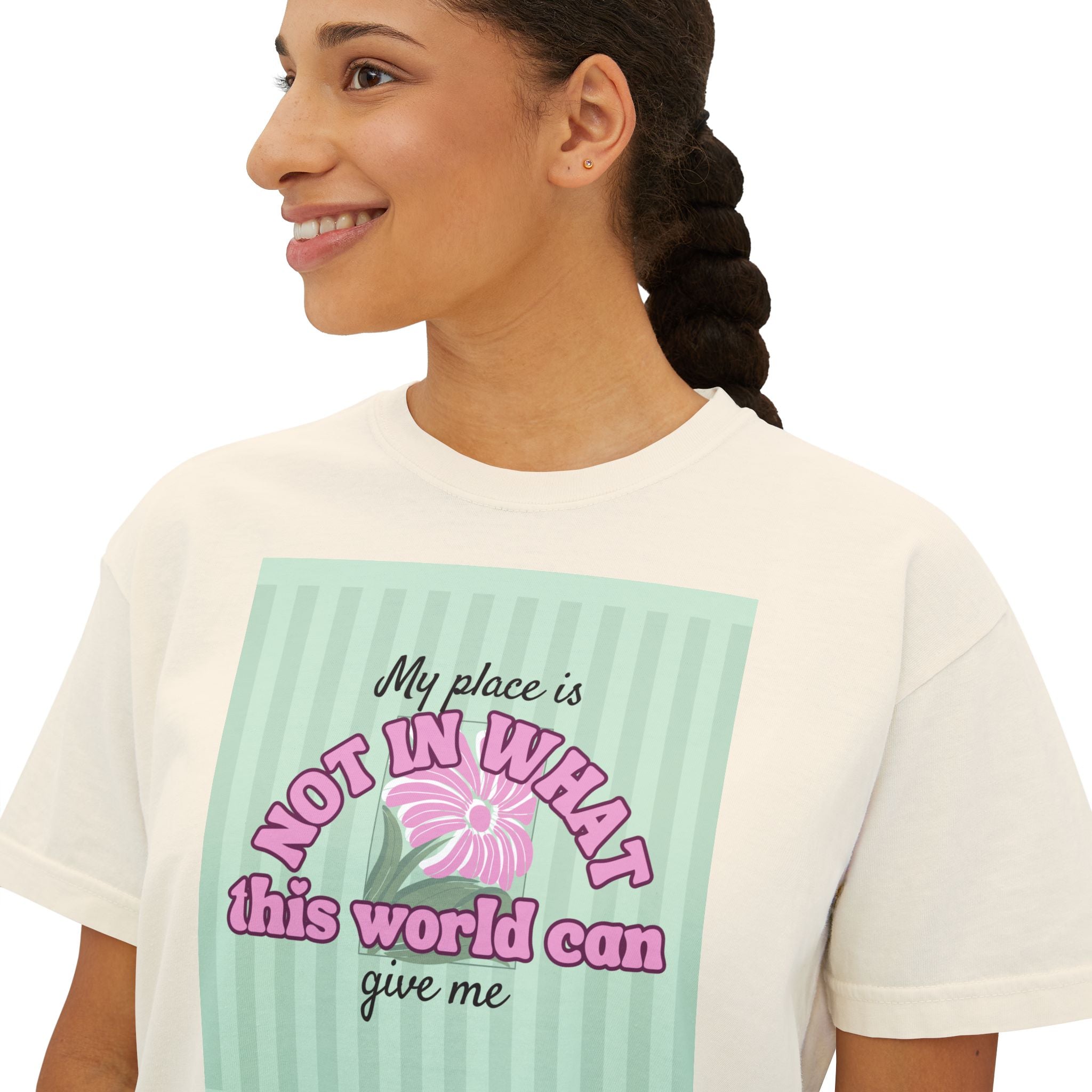 Women’s Retro Boxy Tee — 'My place is not in what this world can give me, But in the purpose God designed for my life'