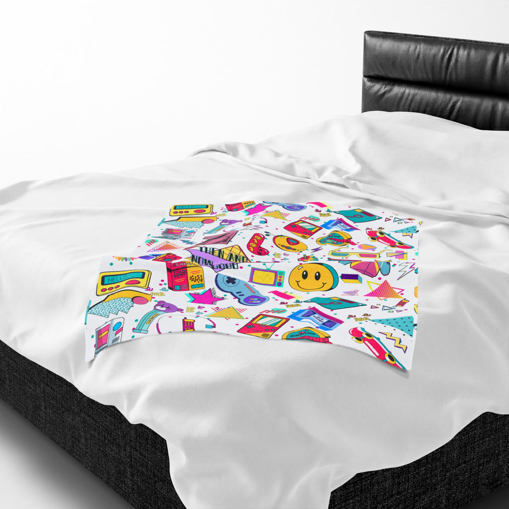 Retro 90s Nostalgia Velveteen Plush Blanket — 'Then and now, God is good' Throw