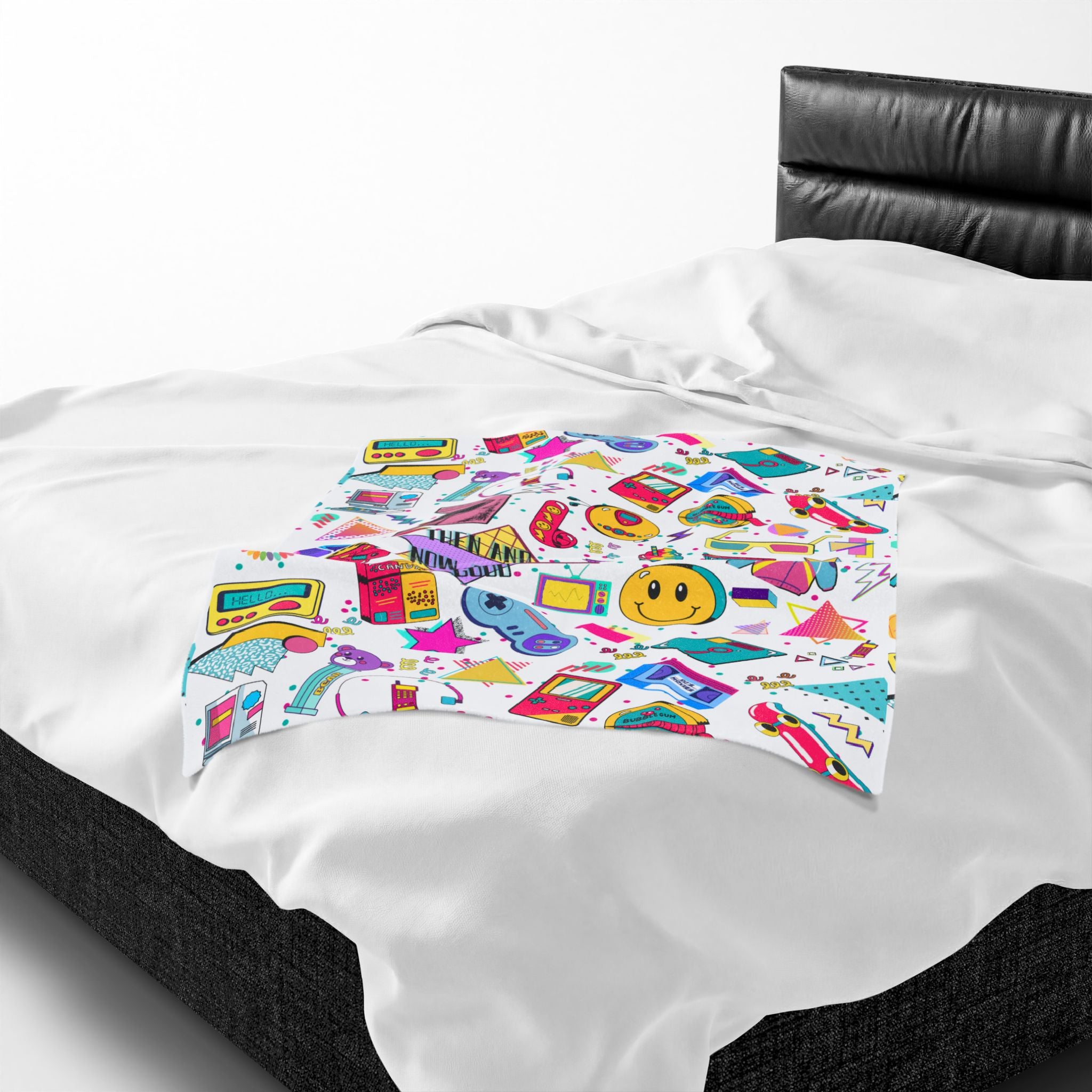 Retro 90s Nostalgia Velveteen Plush Blanket — 'Then and now, God is good' Throw