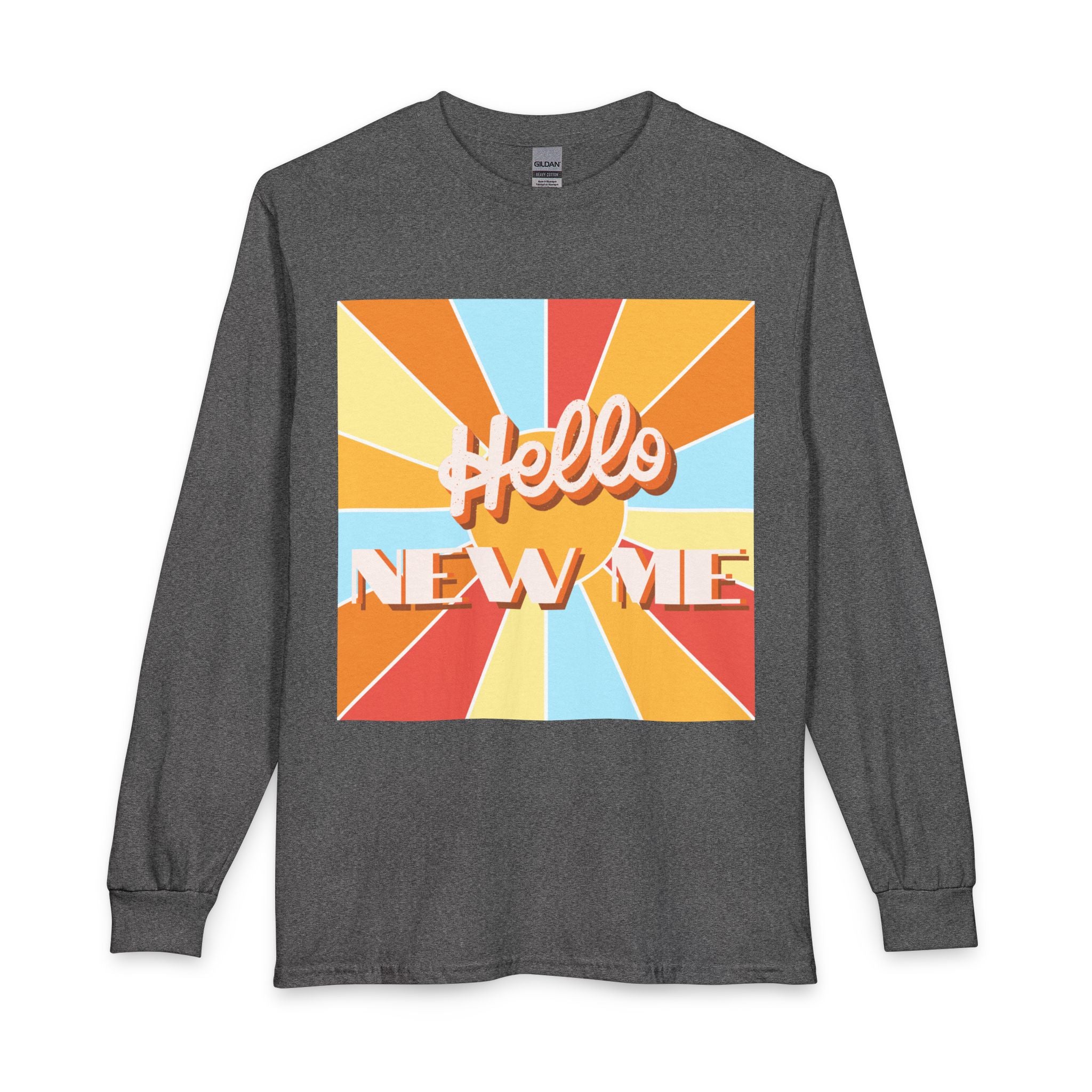 Men's Long Sleeve  — "Hello New Me" Christian Made New in Christ Inspirational Shirt