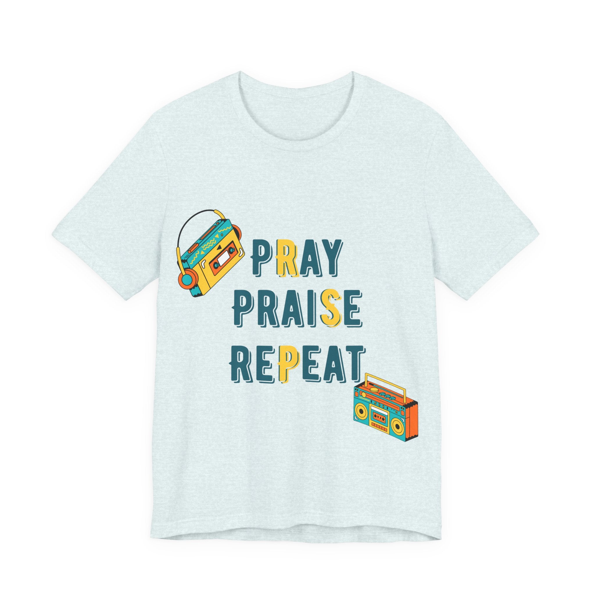 Men's Pray Praise Repeat T-Shirt — Vintage Boombox Christian Tee