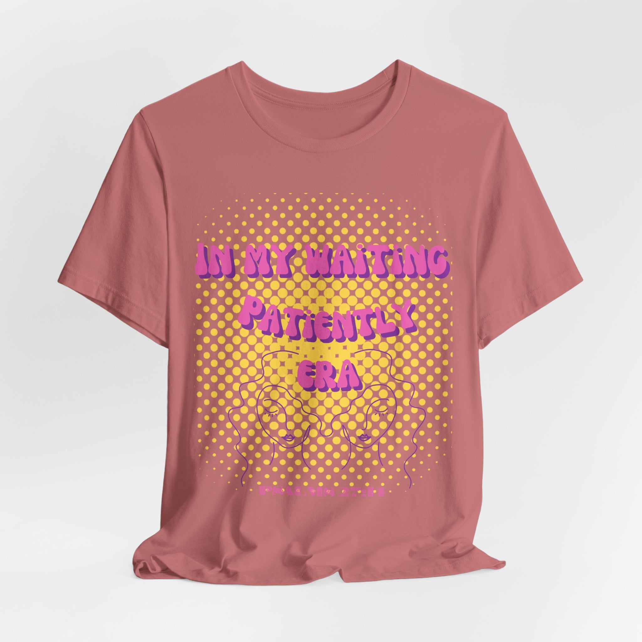 Women's 'In my Waiting Patiently Era' Tee - Yellow Graphic Jersey Short Sleeve
