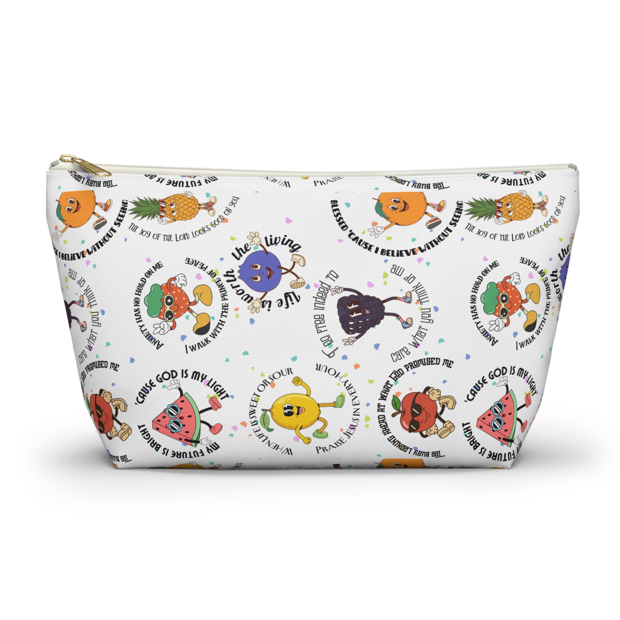 Fruitful Quotes Accessory Pouch — T-Bottom Bag