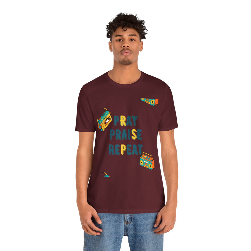 Pray Praise Repeat T-Shirt — Vintage Boombox Christian Tee