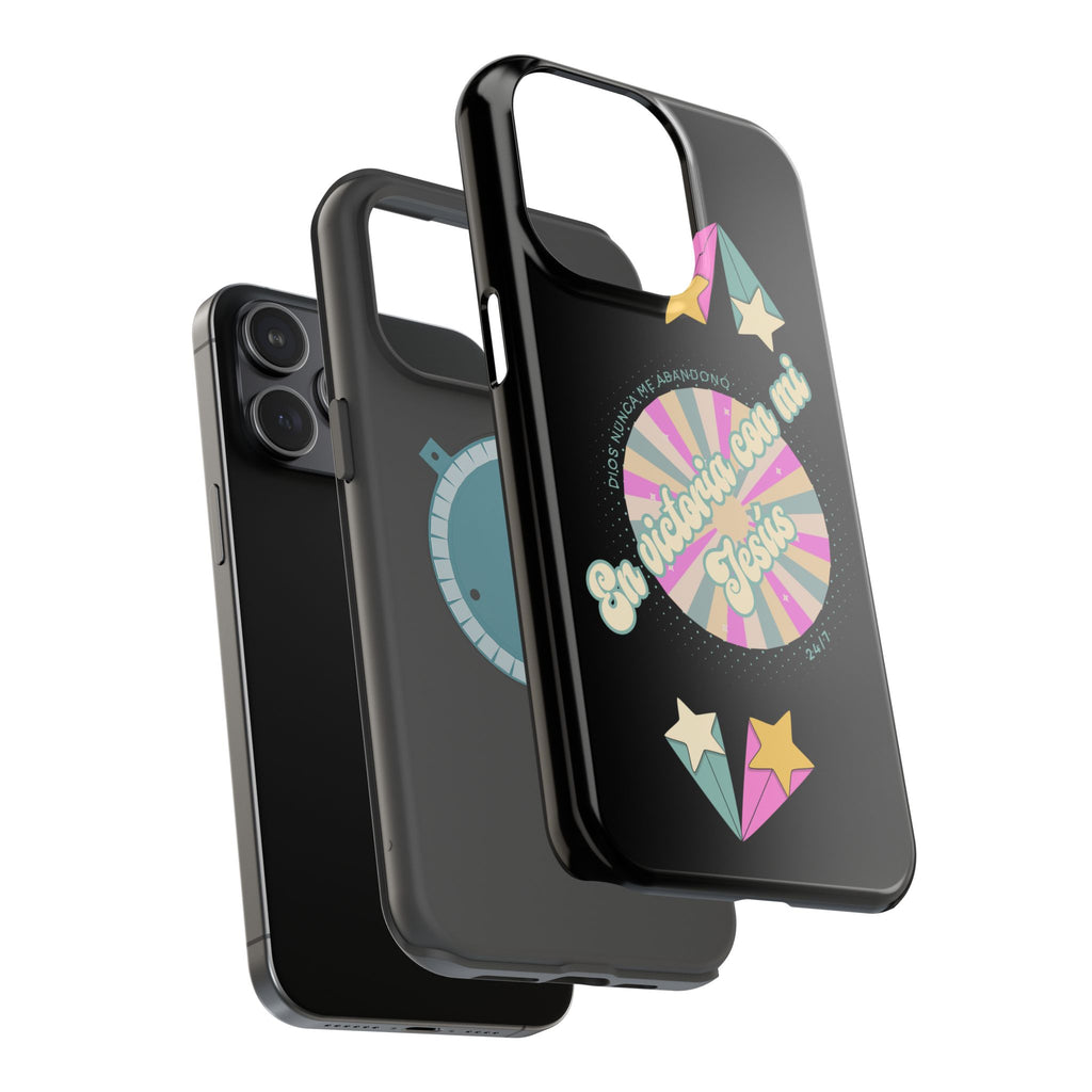 Mujeres Cover de Telefono Magnético e Impacto Resistente— "En Victoria con mi Jesús" Retro Star Design