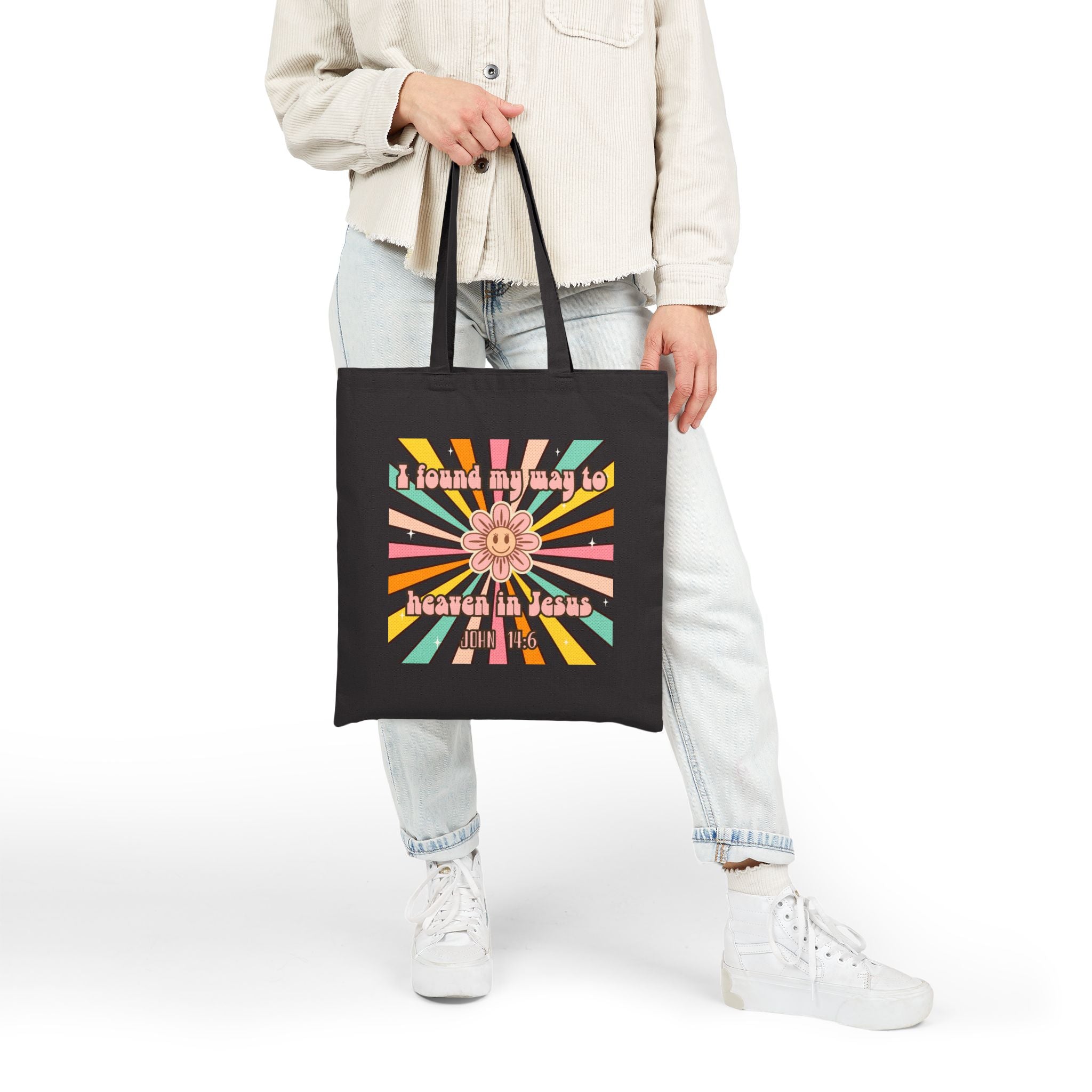 Women's John 14:6 Tote Bag — "I Found My Way to Heaven in Jesus" Canvas Shopper