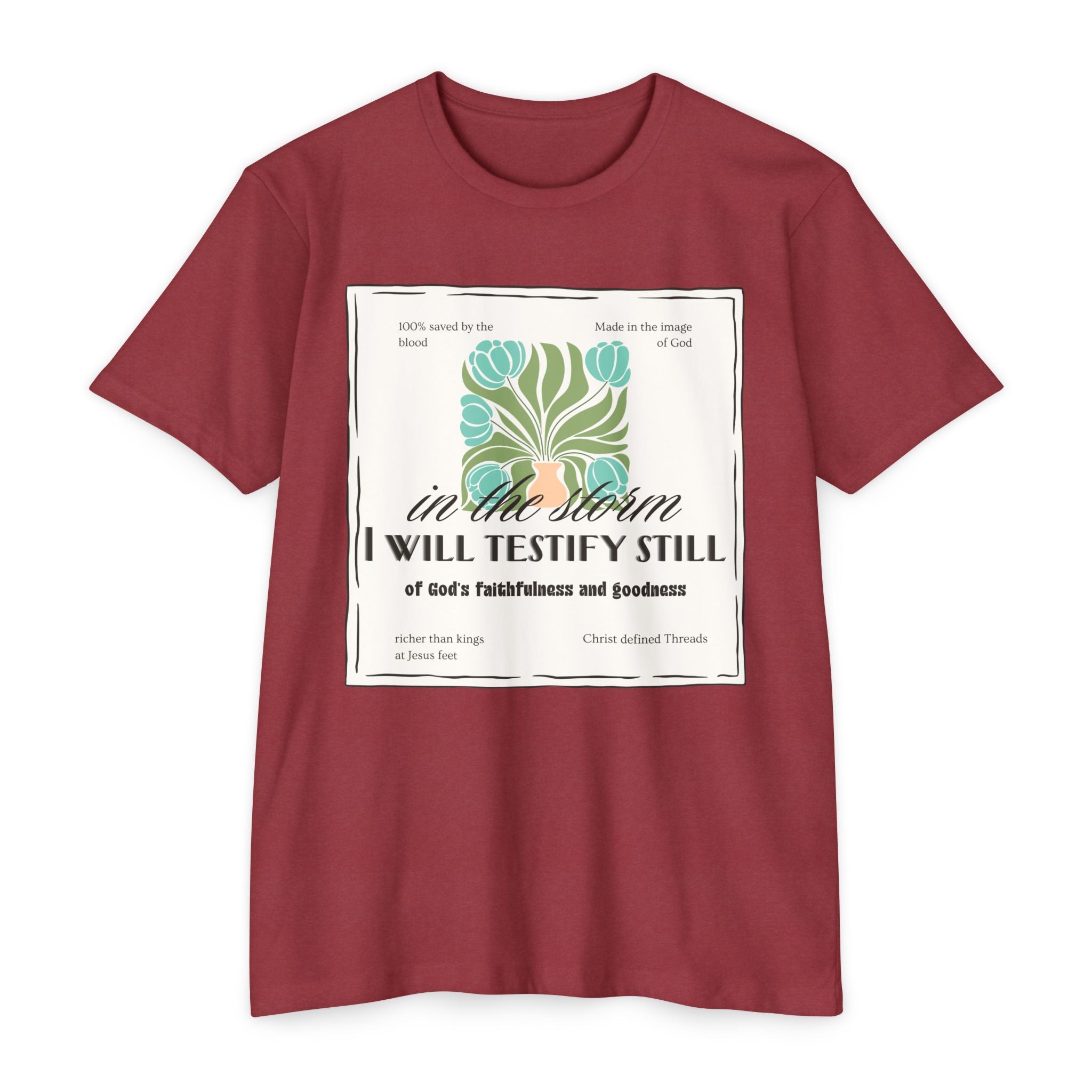 Women's  Faith Graphic T-Shirt — "In the Storm I Will Testify Still" Christian Tee