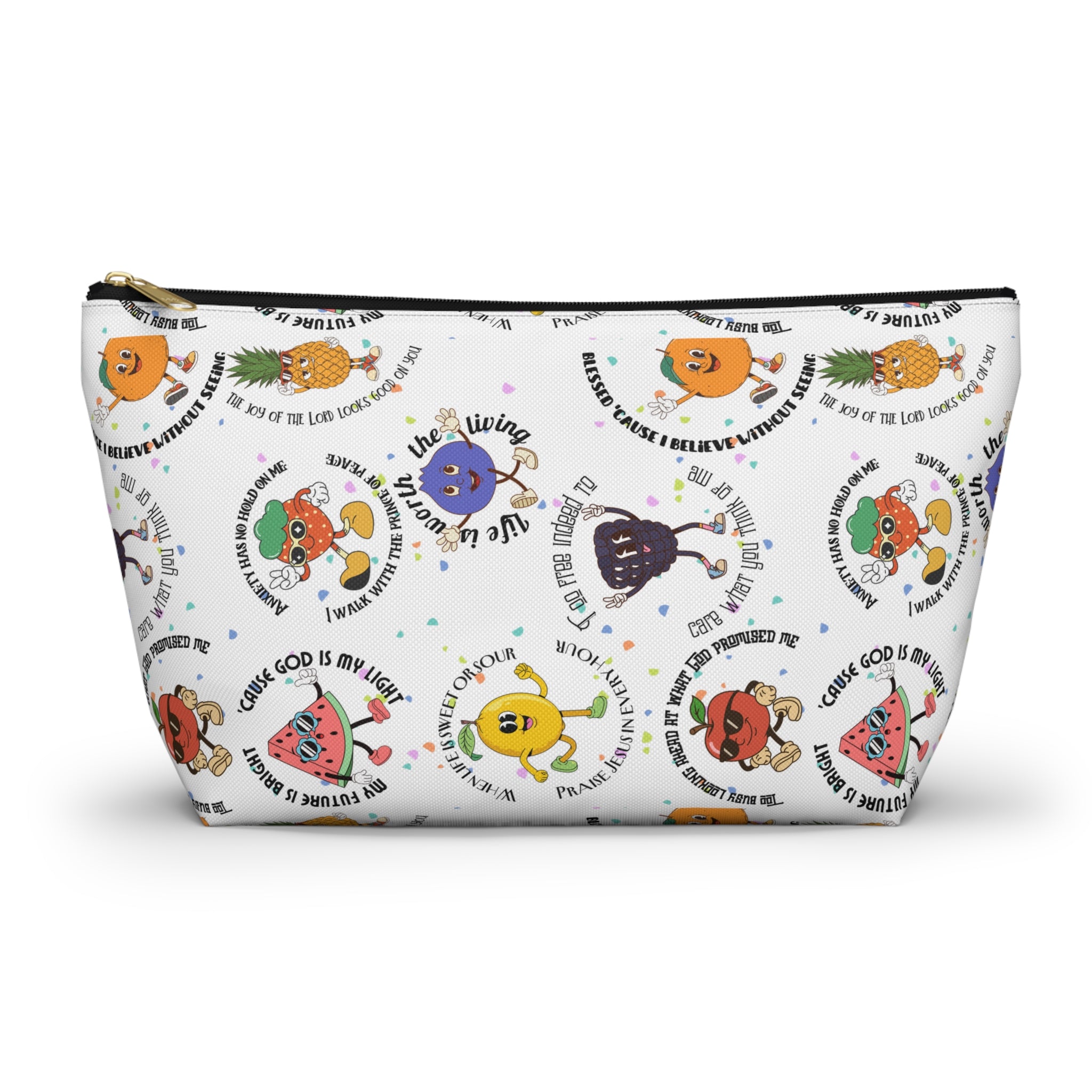 Fruitful Quotes Accessory Pouch — T-Bottom Bag