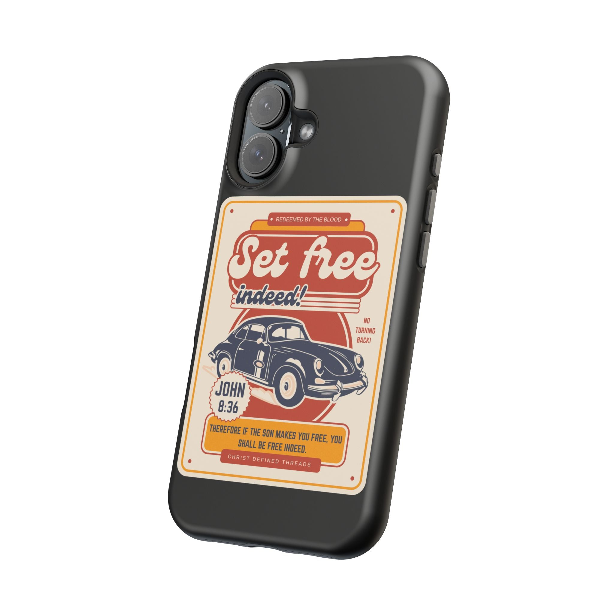 Men's 'Set free indeed' Vintage Graphic Phone Case — Magnetic Impact-Resistant