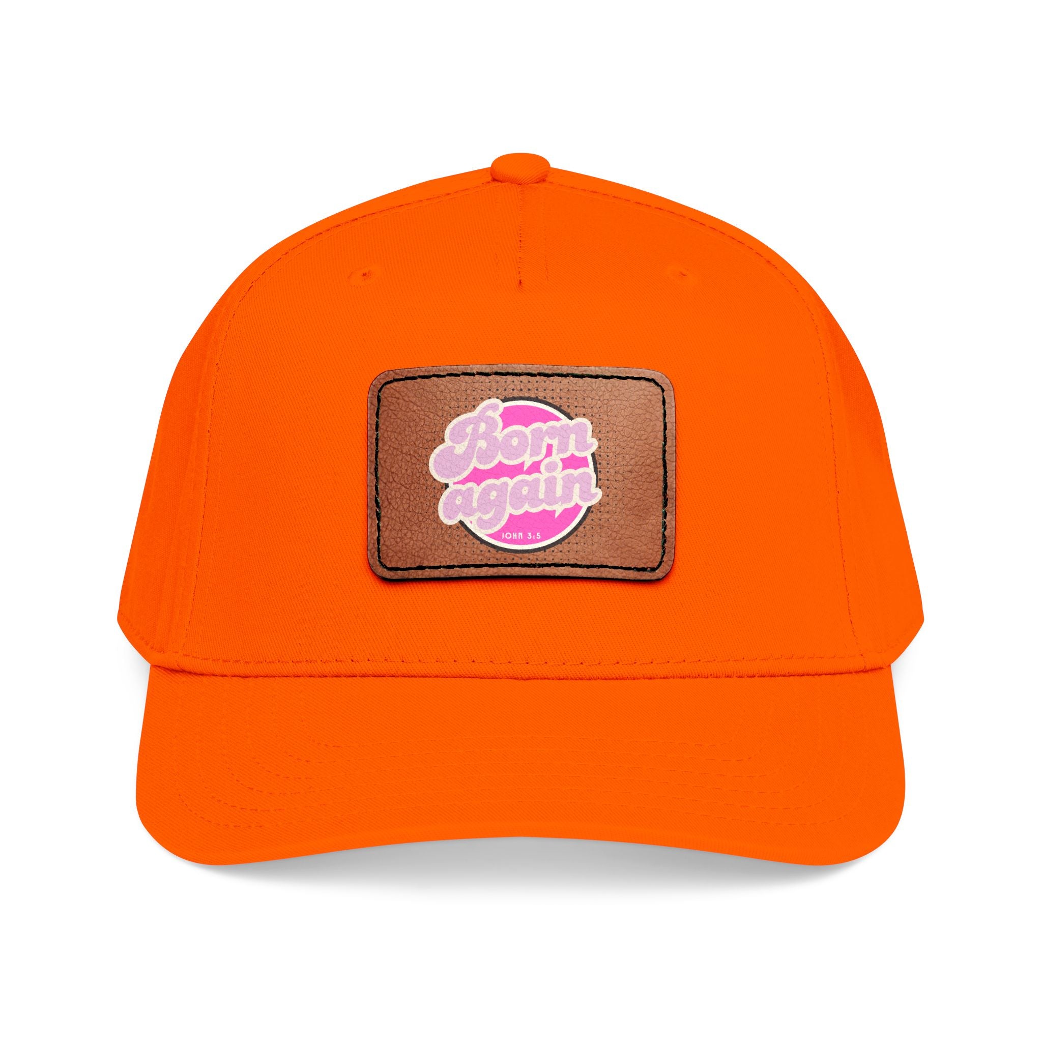 Women's 'Born Again' Leather Patch Baseball Cap — Retro Pink Logo Mid-Profile Hat