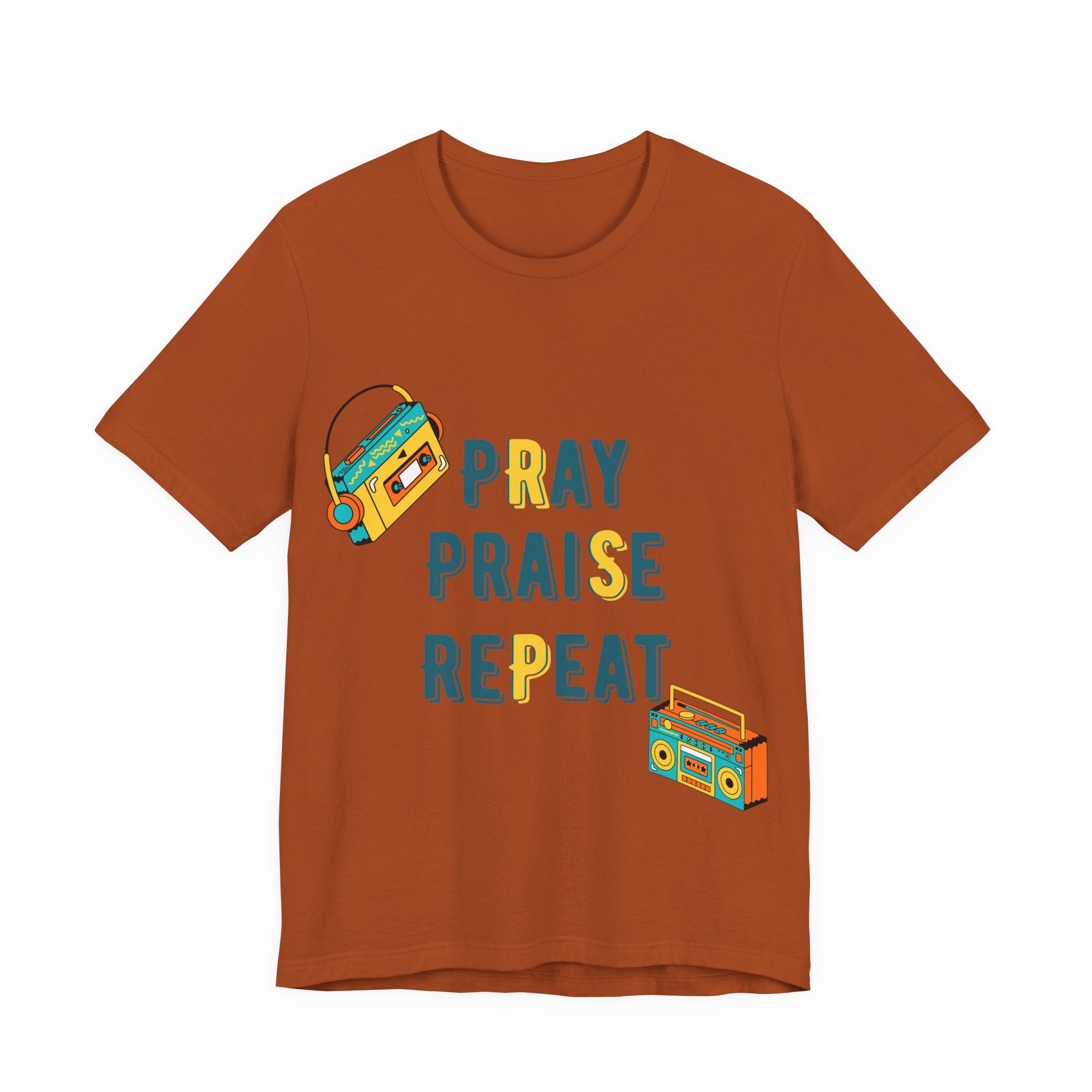 Men's Pray Praise Repeat T-Shirt — Vintage Boombox Christian Tee