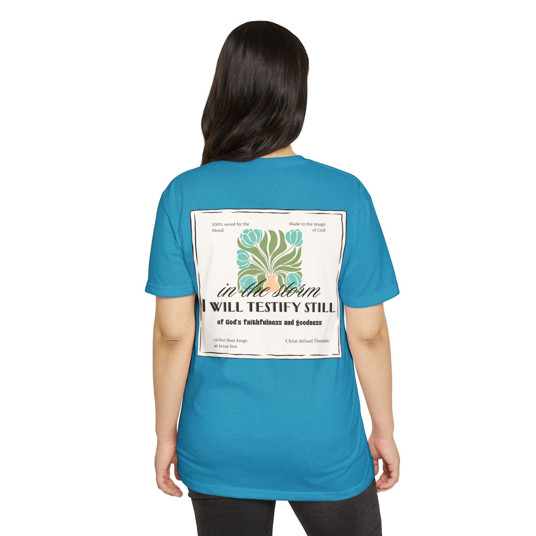 Women's  Faith Graphic T-Shirt — "In the Storm I Will Testify Still" Christian Tee
