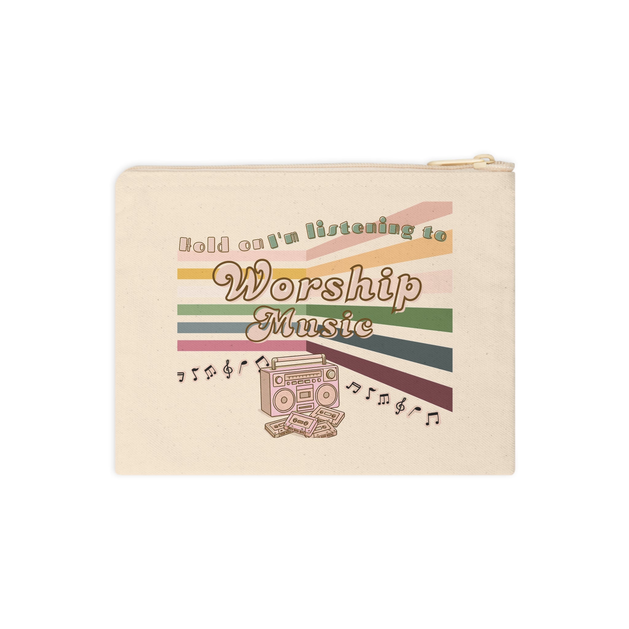 Worship Music Zipper Pouch — Retro Boombox Faith Accessory