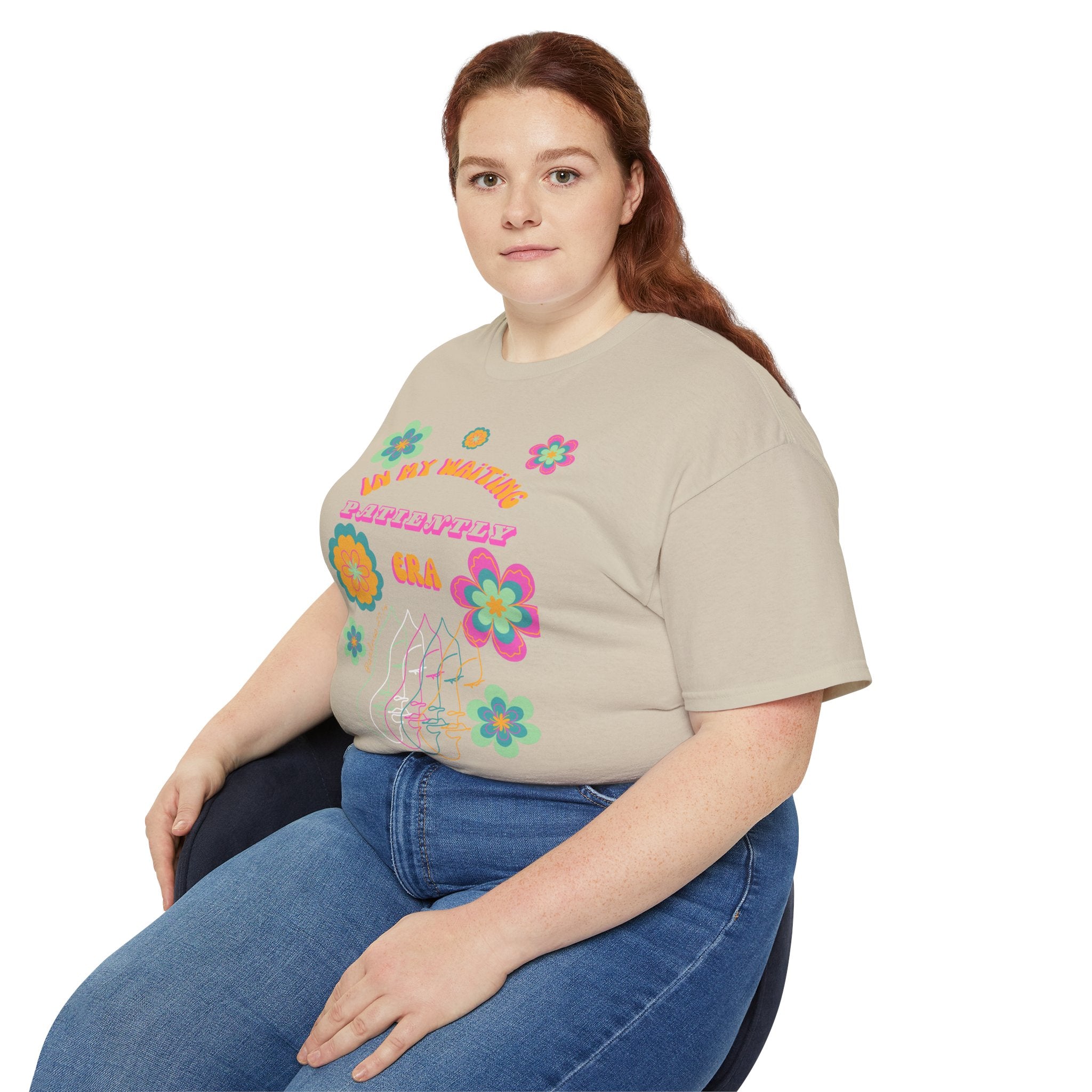 Retro Floral "In My Waiting Patiently Era" Ladies' V-Neck T-Shirt