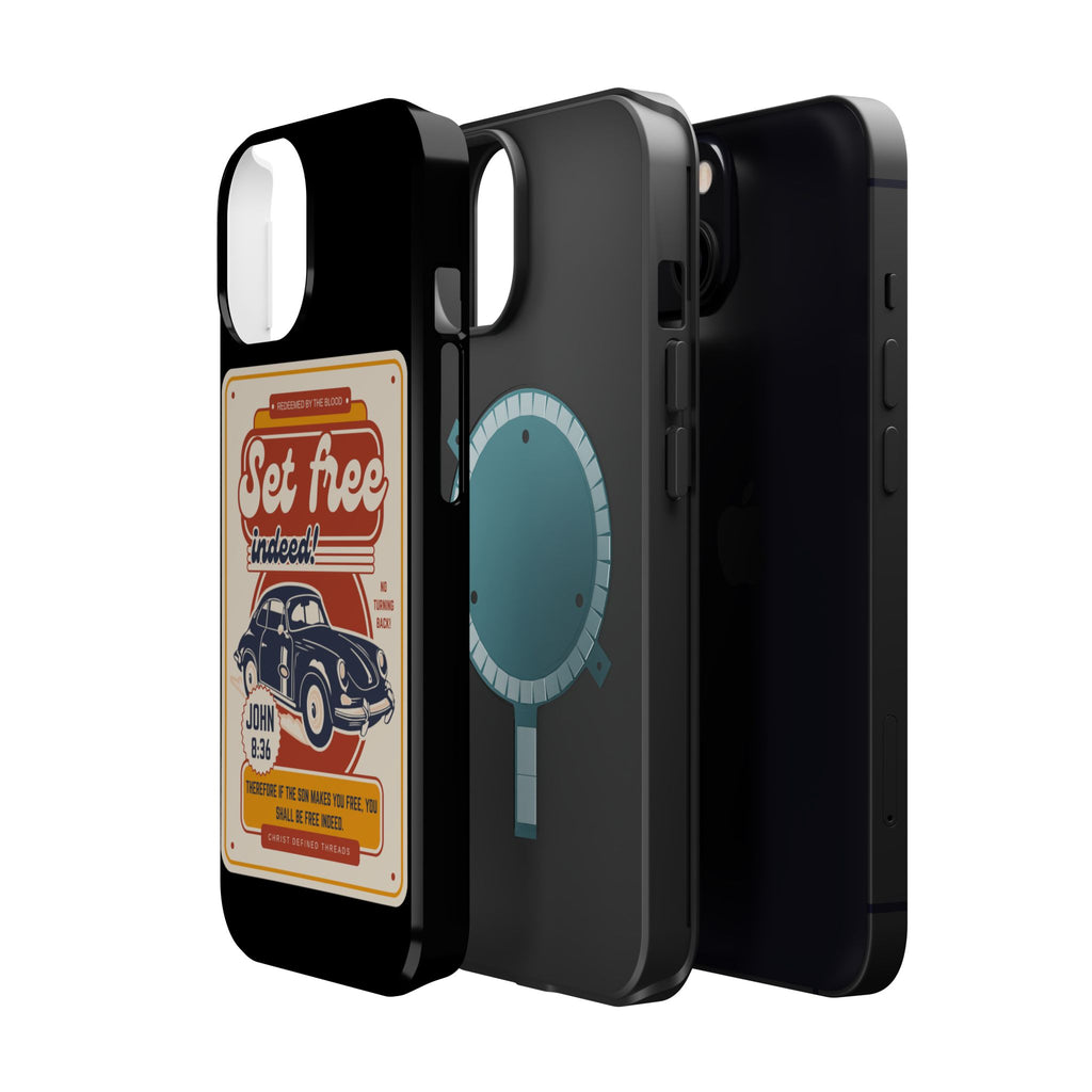Men's 'Set free indeed' Vintage Graphic Phone Case — Magnetic Impact-Resistant