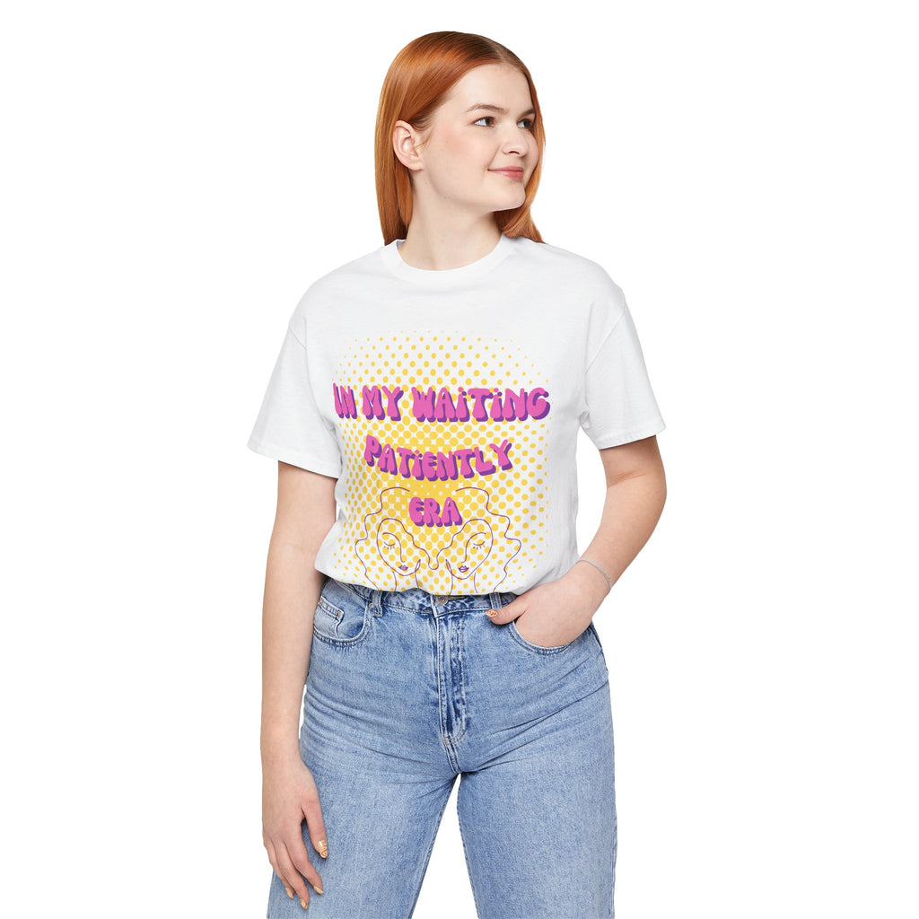 Women's 'In my Waiting Patiently Era' Tee - Yellow Graphic Jersey Short Sleeve
